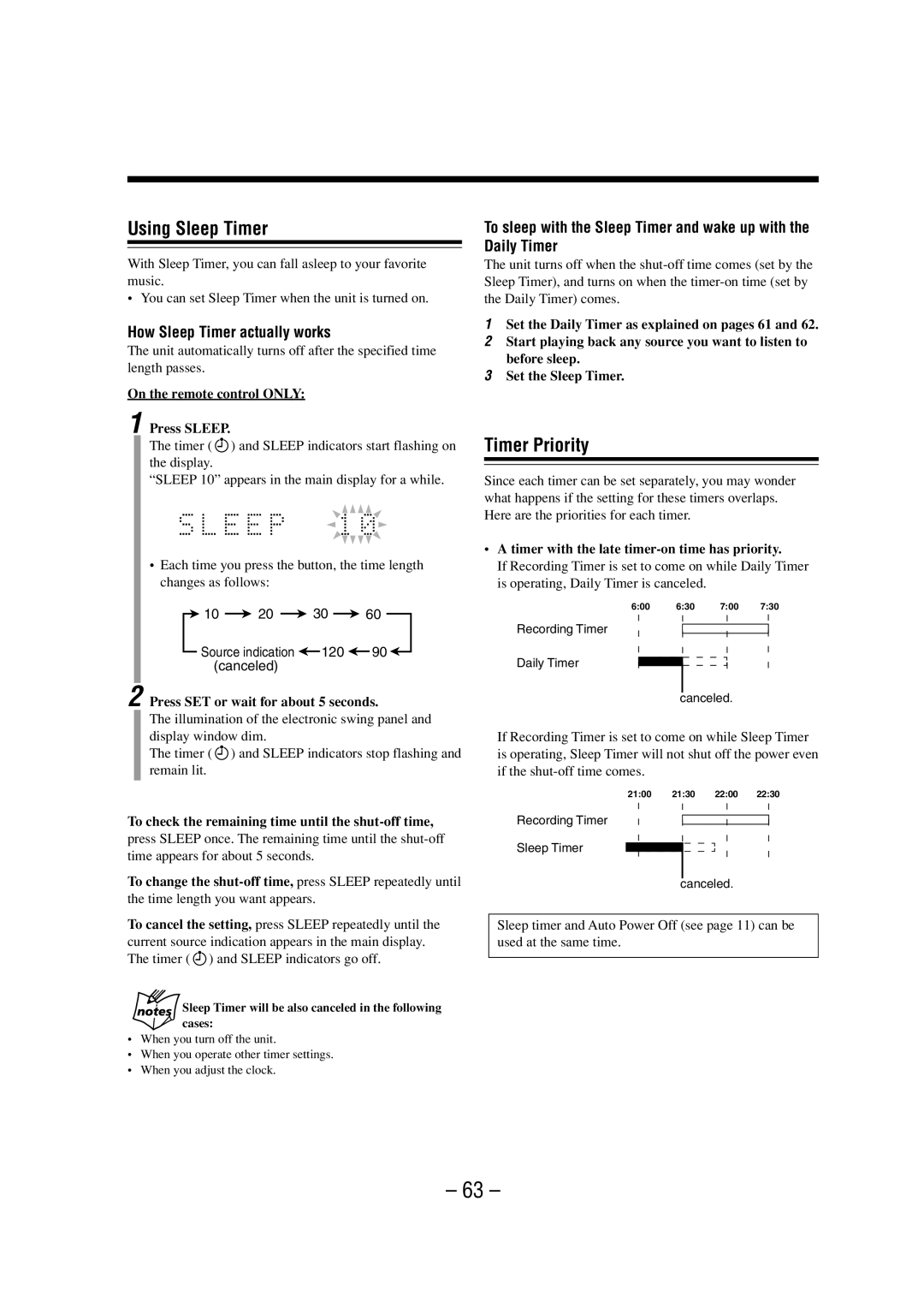 JVC LVT0900-008A, 0802MWMMDWJEM manual Using Sleep Timer, Timer Priority, How Sleep Timer actually works 