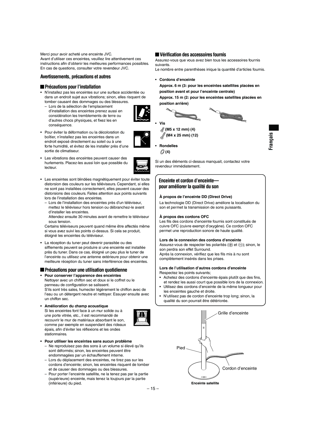 JVC LVT0953-001B manual Précautions pour une utilisation quotidienne, Vérification des accessoires fournis, Aisç 