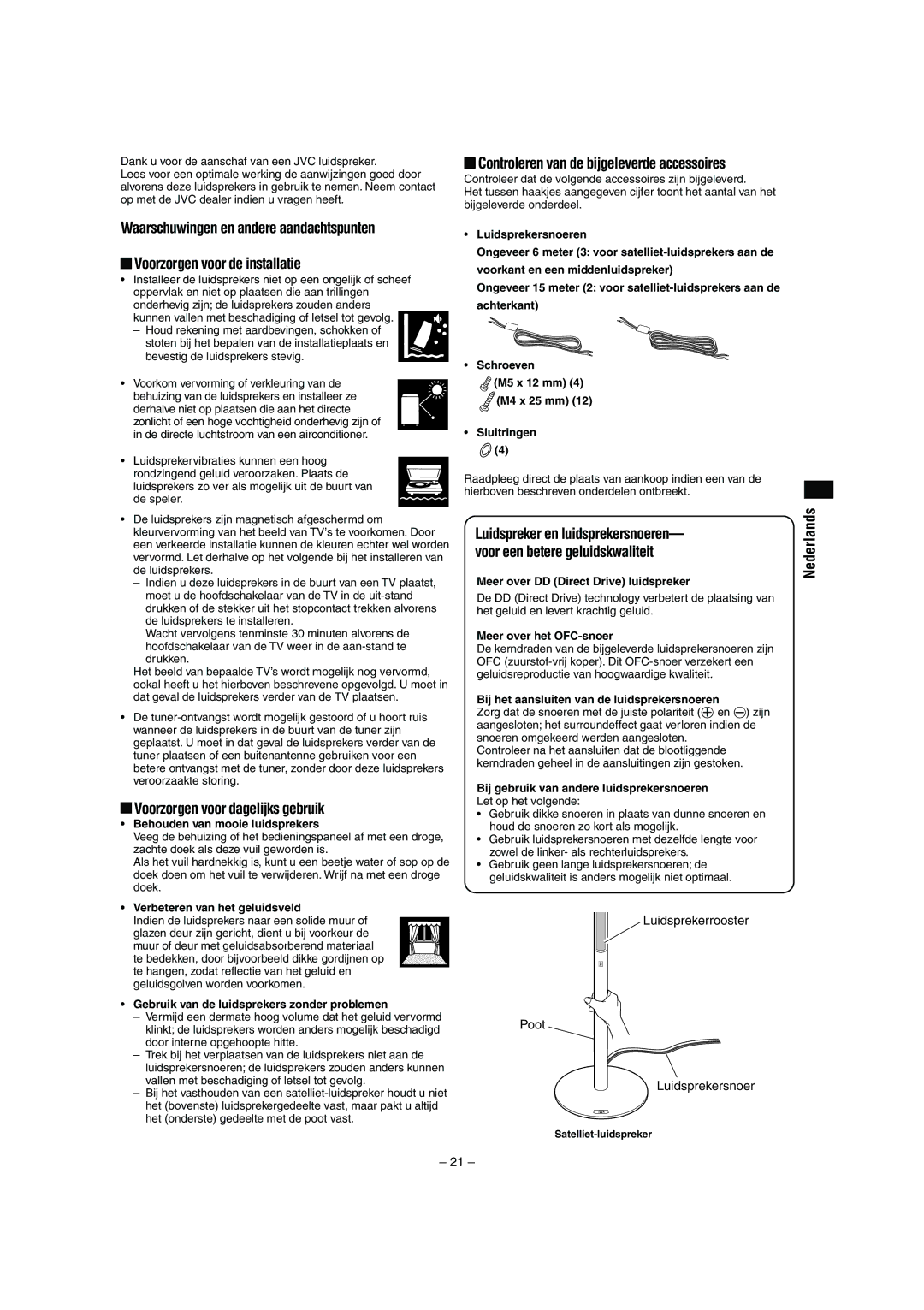 JVC LVT0953-001B manual Voorzorgen voor dagelijks gebruik, Controleren van de bijgeleverde accessoires, Nederlands 