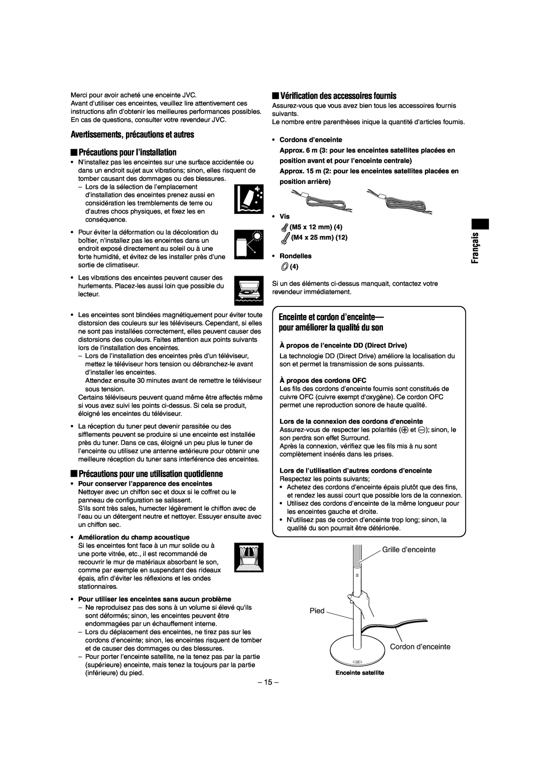 JVC LVT0953-001B manual Avertissements, précautions et autres, Précautions pour l’installation, aisç, Fran 