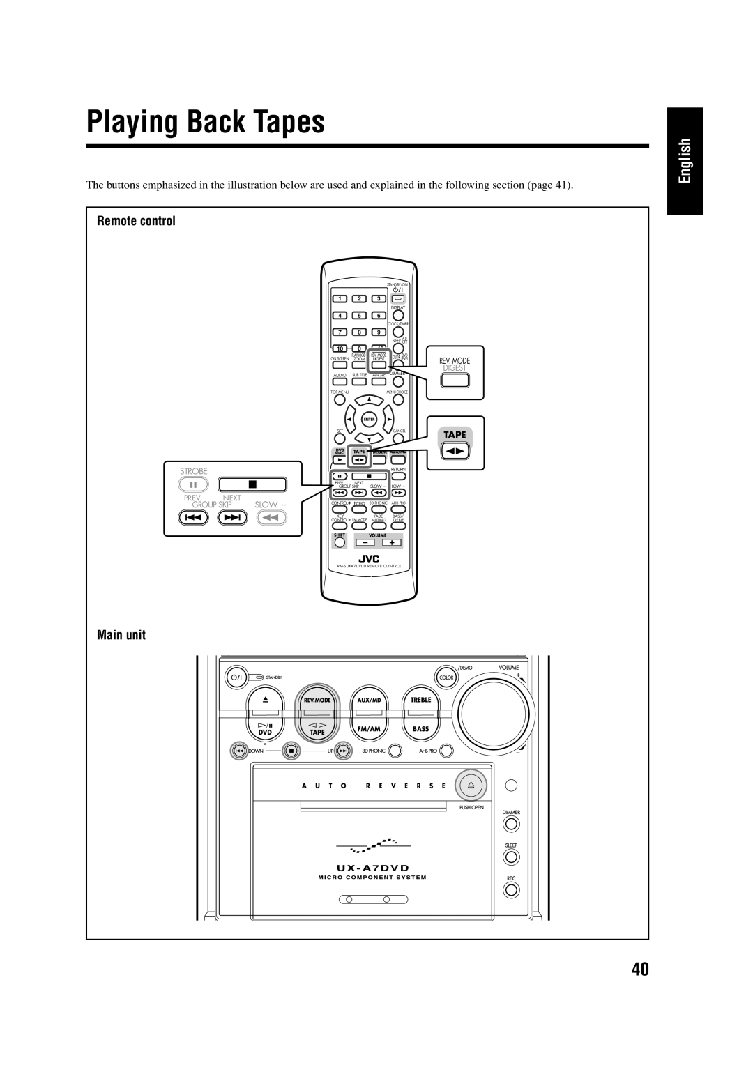 JVC LVT0954-007A manual Playing Back Tapes 