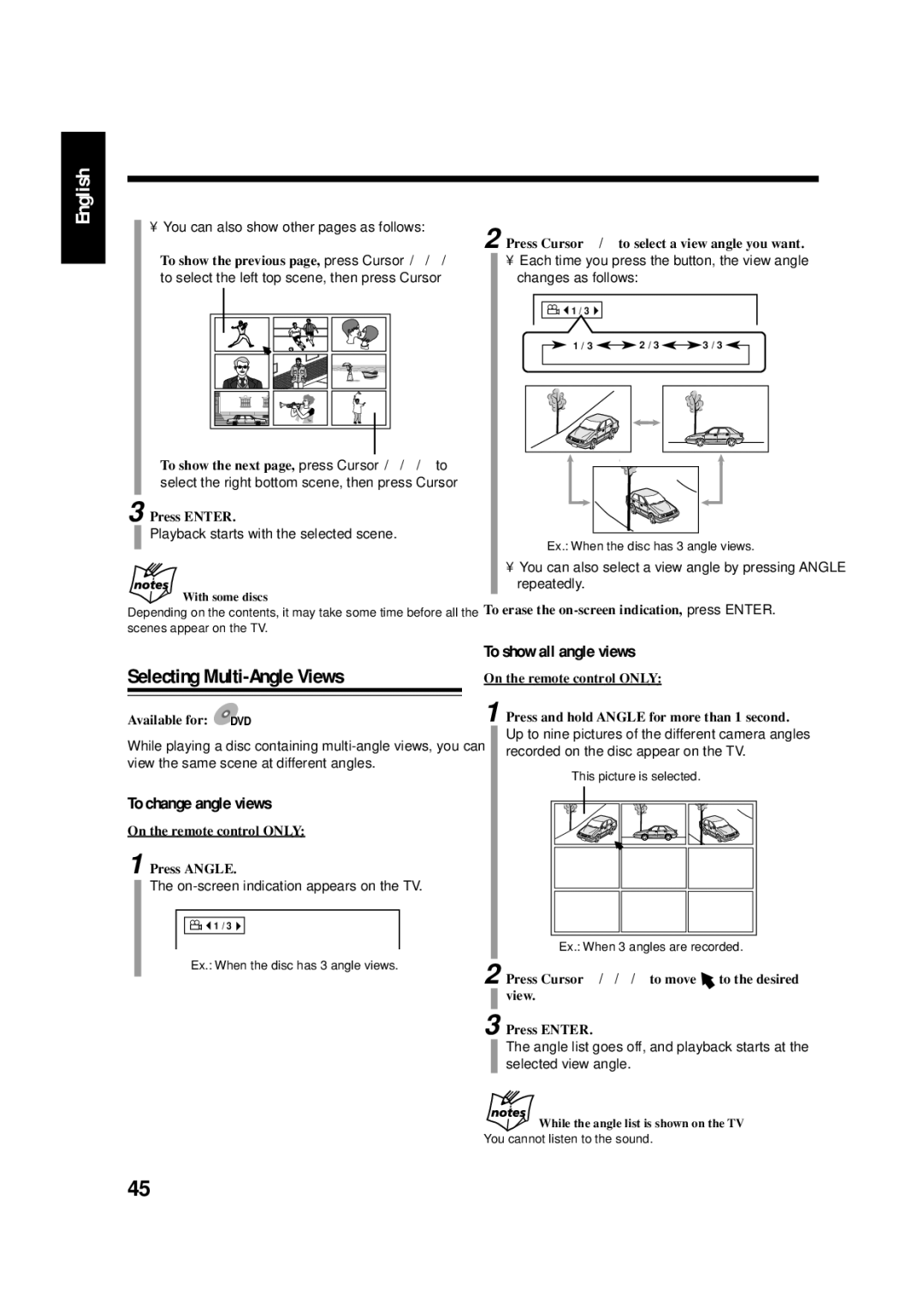 JVC LVT0954-007A manual Selecting Multi-Angle Views, To change angle views, To show all angle views 