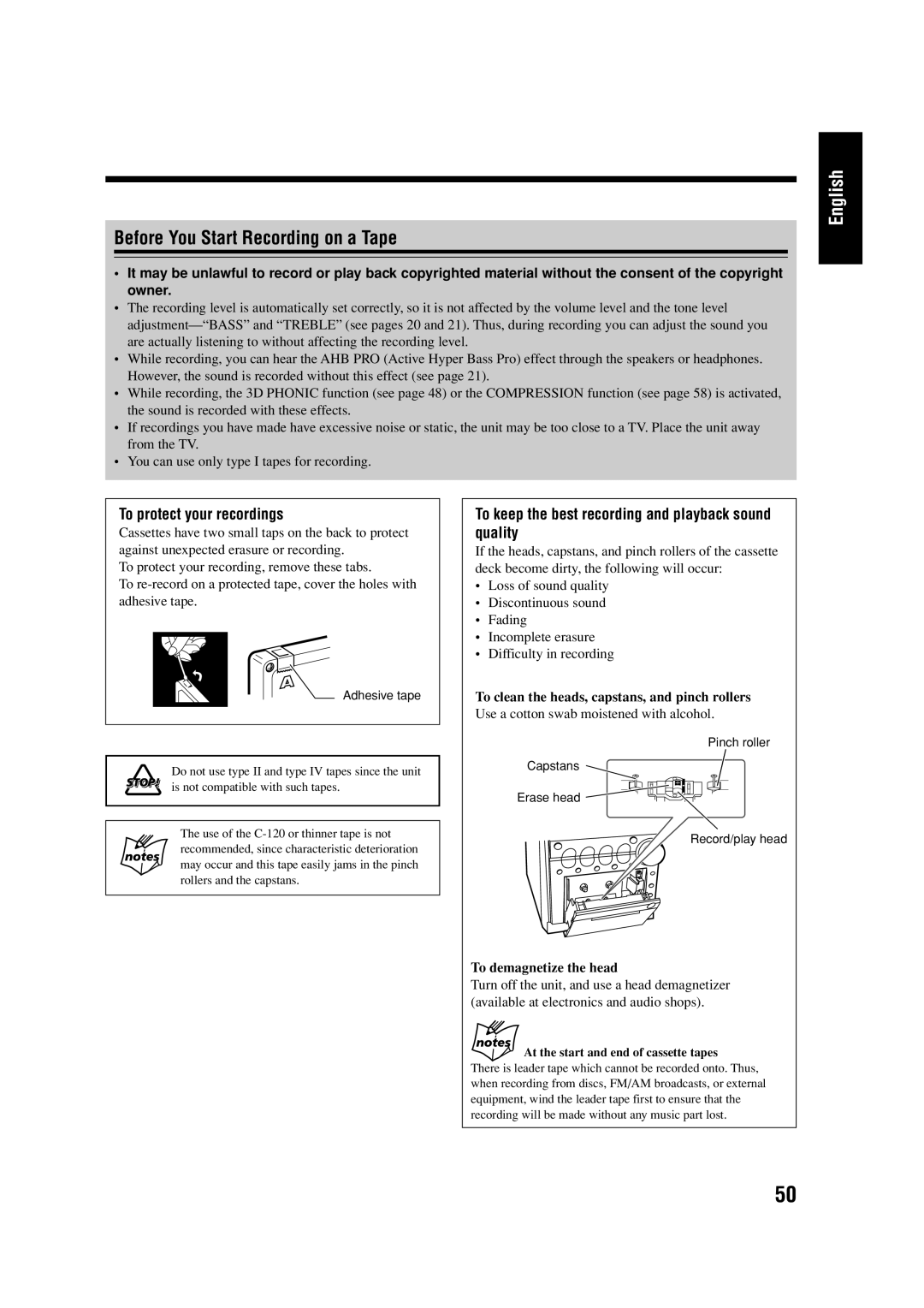 JVC LVT0954-007A manual Before You Start Recording on a Tape, To protect your recordings, To demagnetize the head 