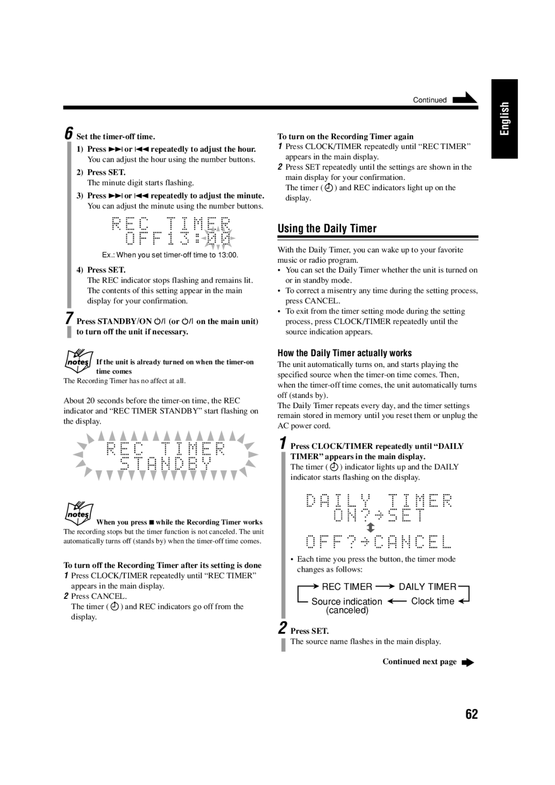 JVC LVT0954-007A manual Using the Daily Timer, How the Daily Timer actually works 