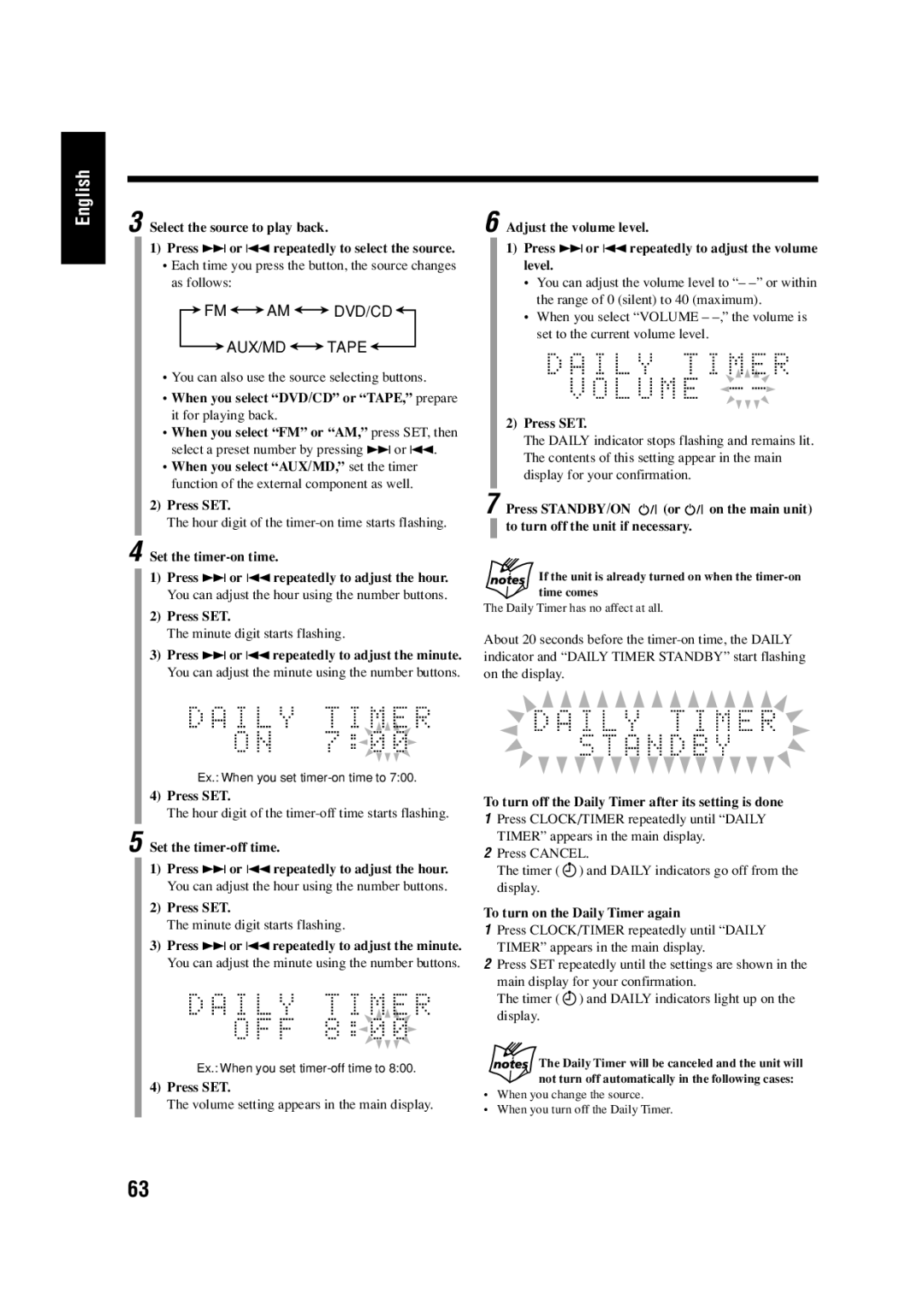 JVC LVT0954-007A manual You can also use the source selecting buttons, Volume setting appears in the main display 