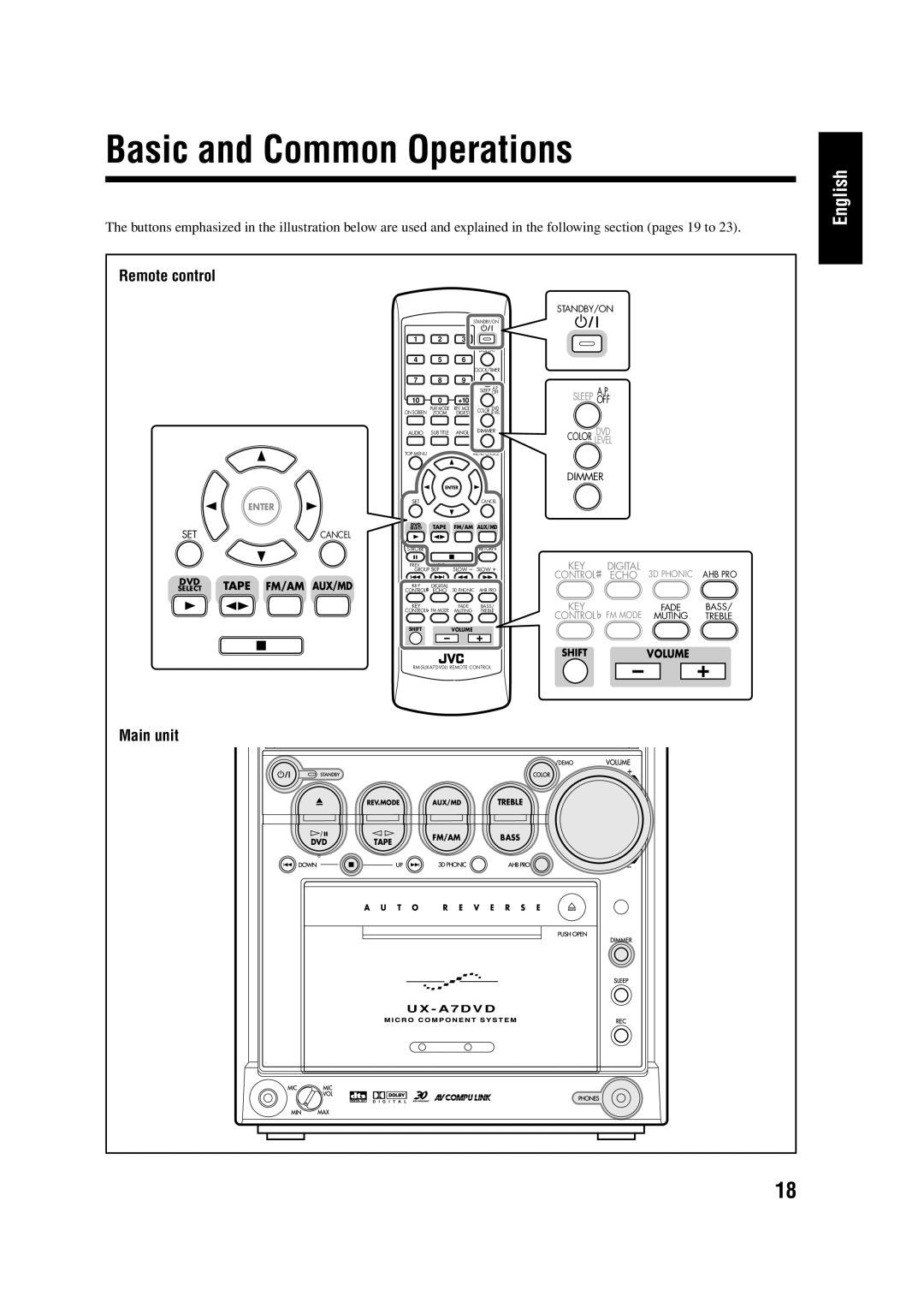 JVC 0303MWMMDWJEM, LVT0954-010A manual Basic and Common Operations, Remote control 