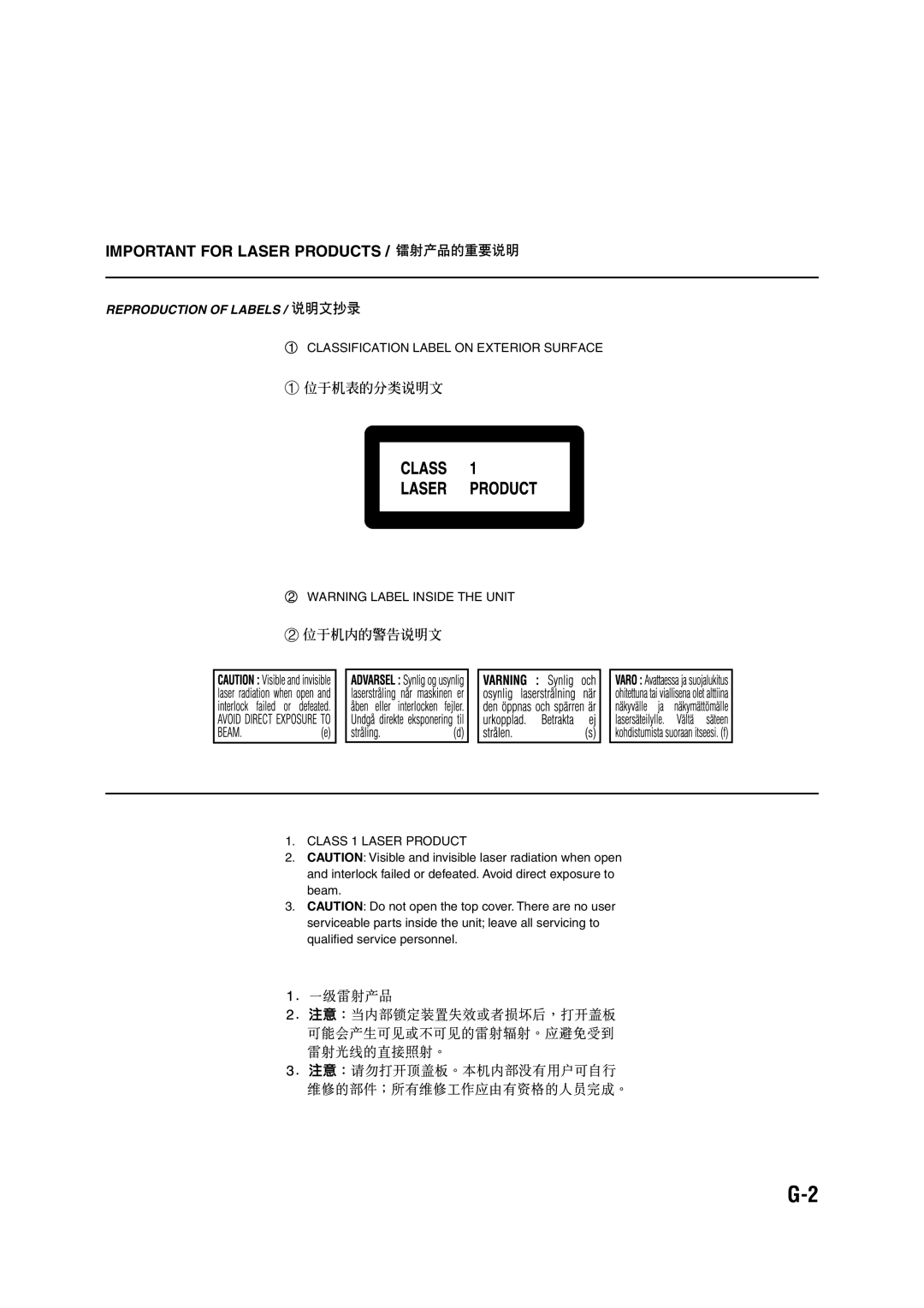 JVC 0303MWMMDWJEM, LVT0954-010A manual Important for Laser Products 