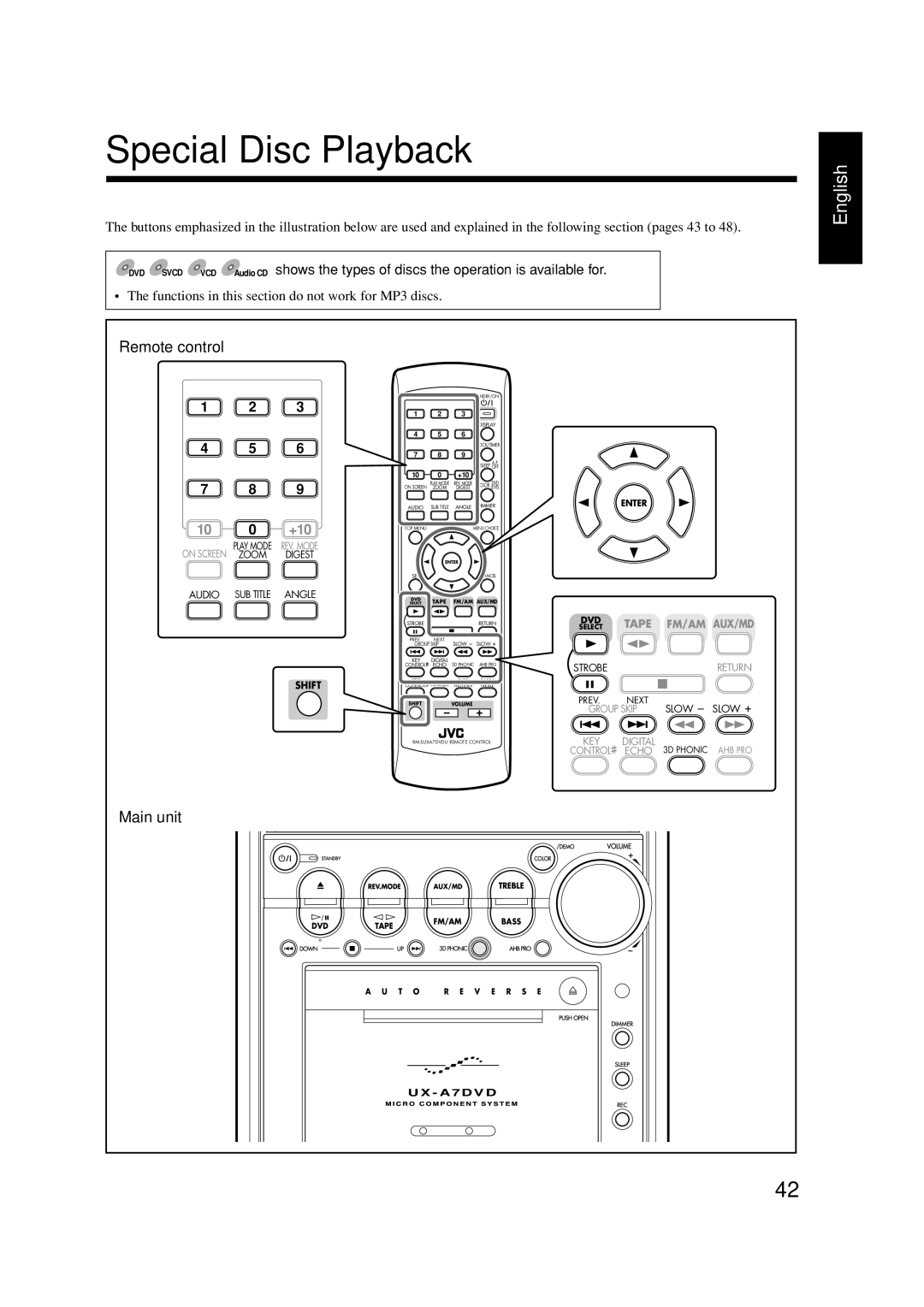 JVC 0303MWMMDWJEM, LVT0954-010A manual Special Disc Playback, Functions in this section do not work for MP3 discs 