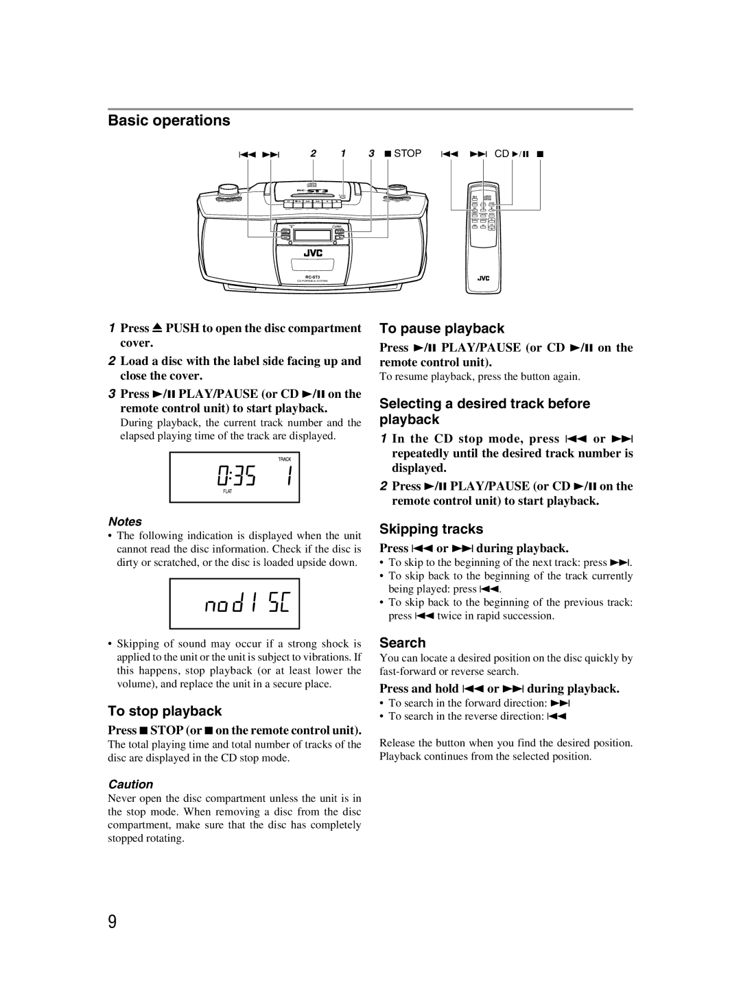 JVC LVT1000-004A, 601-610000-030 manual Basic operations 