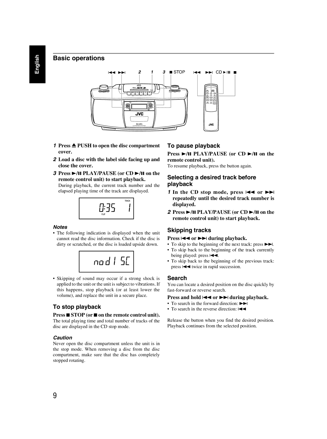 JVC 601-610000-030, LVT1000-004A manual Basic operations 