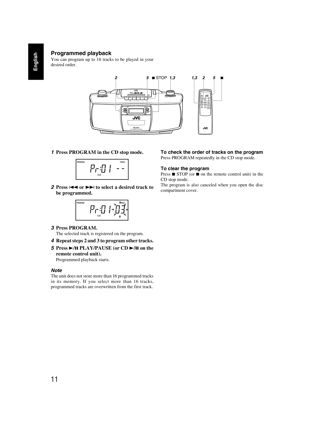 JVC 601-610000-030, LVT1000-004A manual Programmed playback 