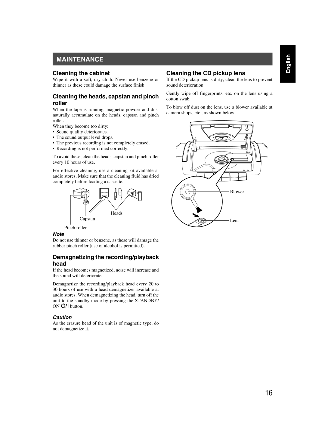 JVC LVT1000-004A, 601-610000-030 manual Maintenance 