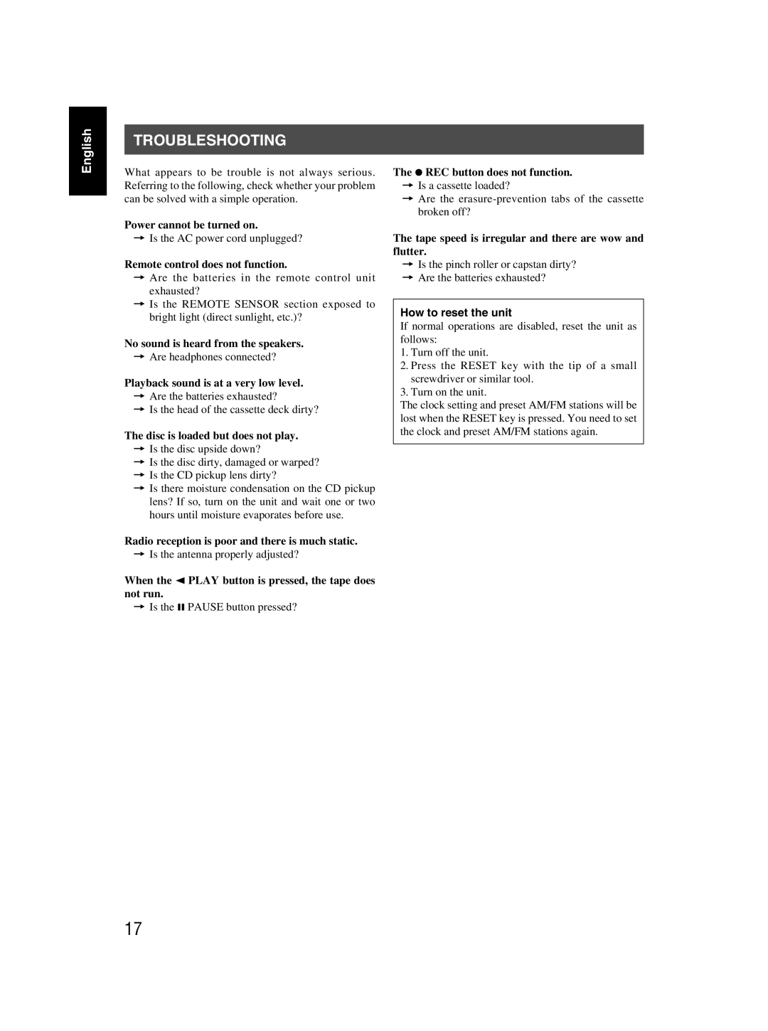 JVC 601-610000-030, LVT1000-004A manual Troubleshooting 