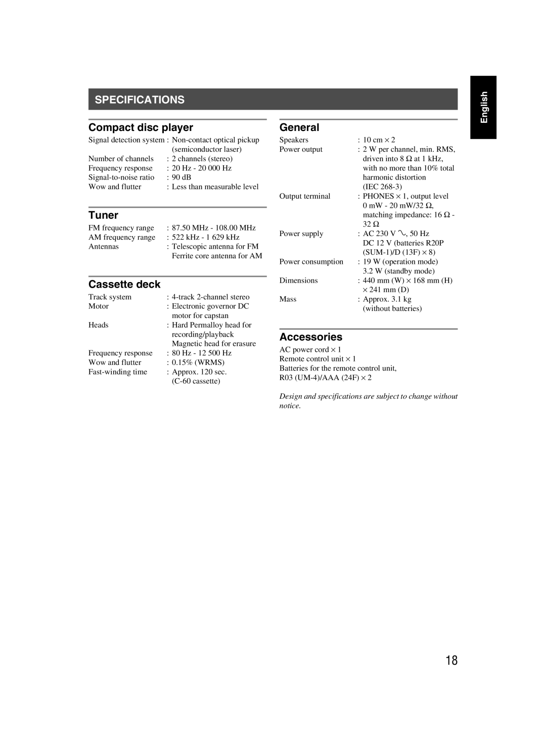 JVC LVT1000-004A, 601-610000-030 manual Specifications 