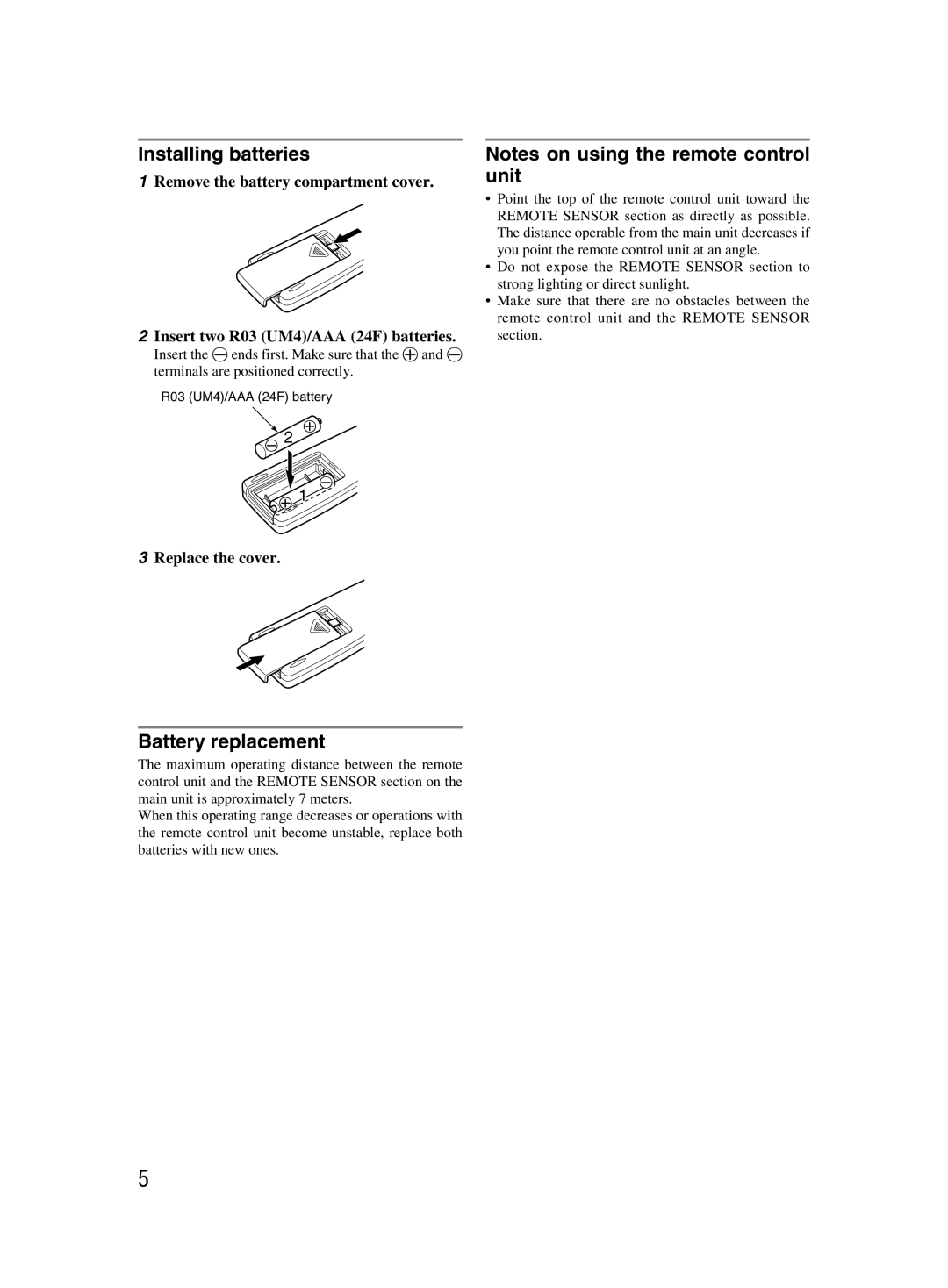 JVC LVT1000-004A, 601-610000-030 manual Installing batteries, Battery replacement 