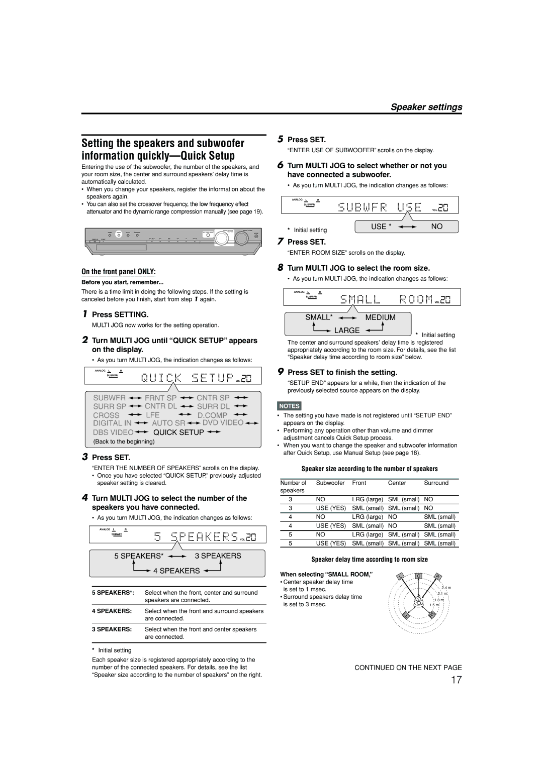 JVC LVT1002-012B manual Speaker settings 