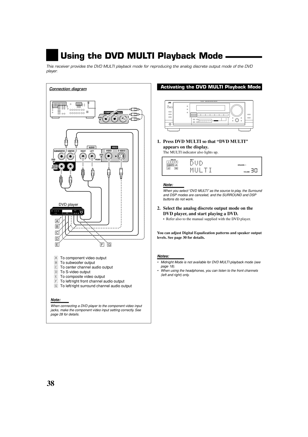 JVC LVT1007-010A[A] manual Using the DVD MULTI Playback Mode, Activating the DVD MULTI Playback Mode 