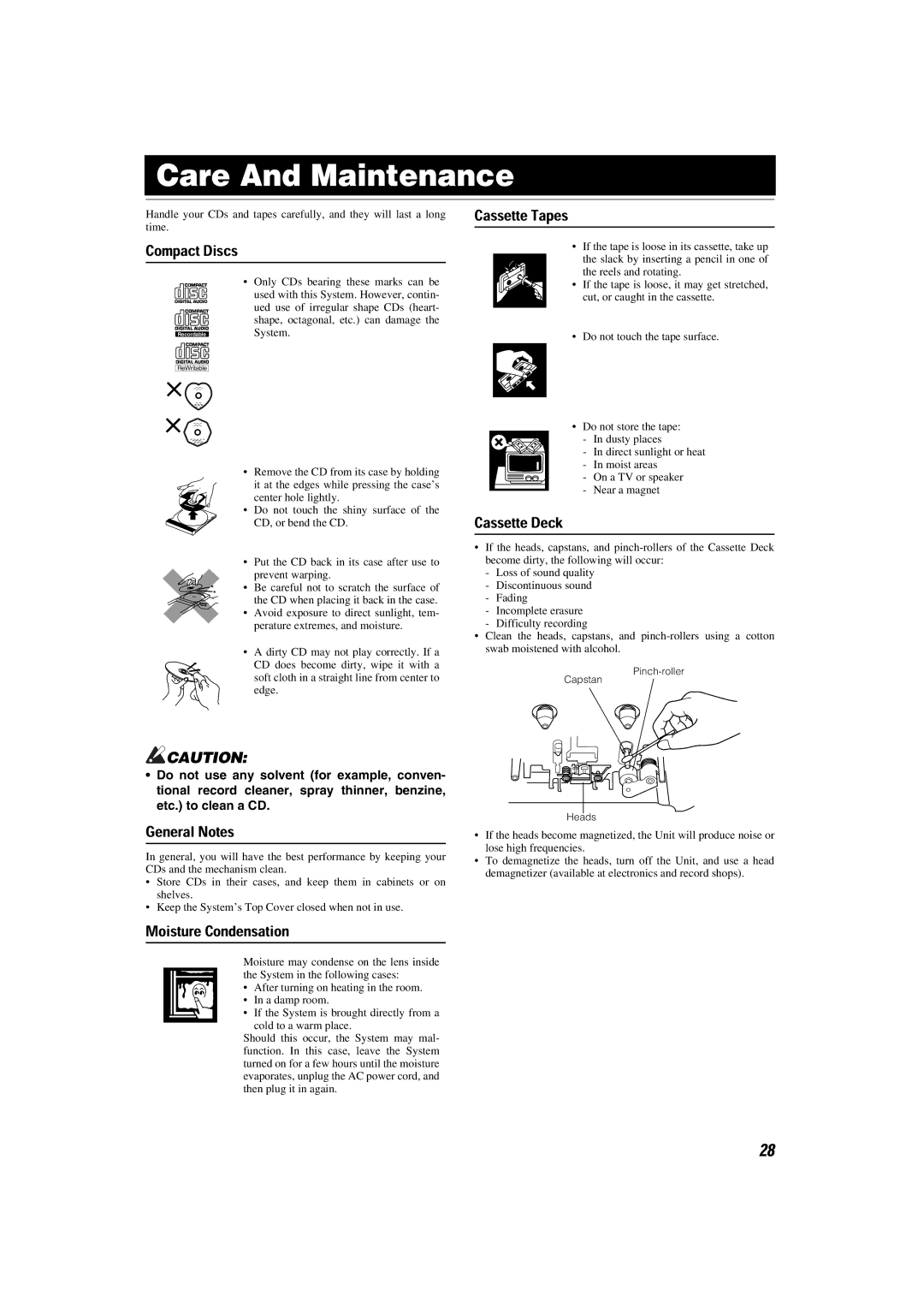 JVC CA-MXKA6, LVT1014-003A, 0303NYMCREBETEN manual Care And Maintenance 