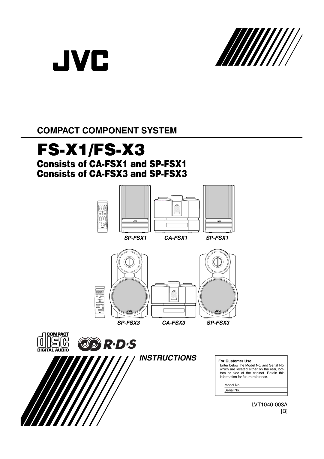 JVC LVT1040-003A manual FS-X1/FS-X3 