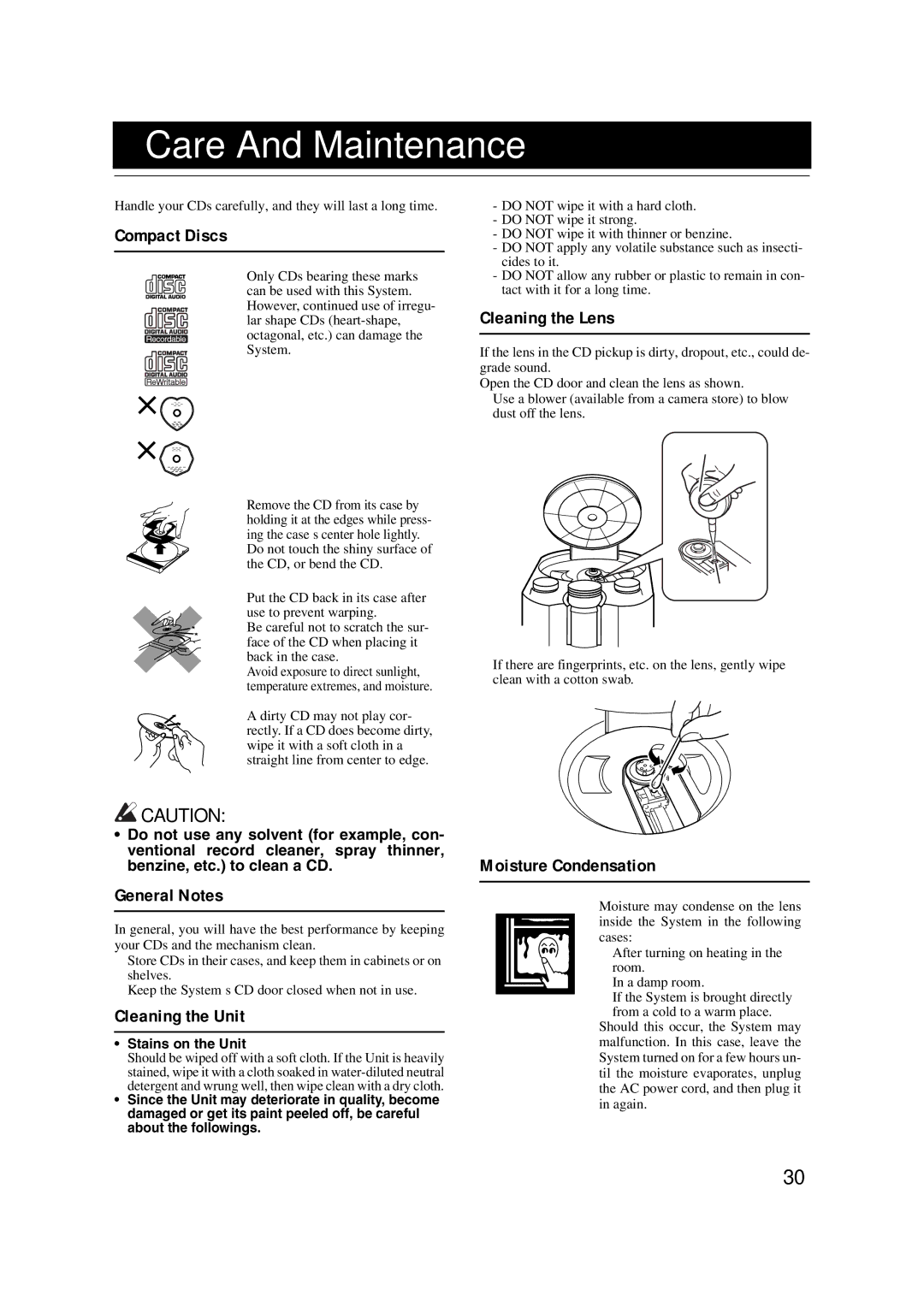 JVC LVT1040-003A manual Care And Maintenance 