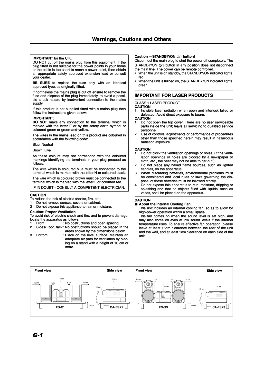 JVC LVT1040-003A manual Warnings, Cautions and Others, Important For Laser Products, Caution Proper Ventilation 
