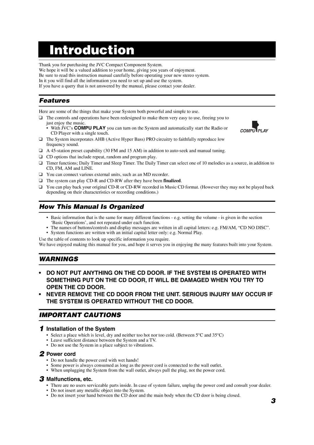 JVC LVT1040-008A manual Introduction, Features, How This Manual Is Organized 