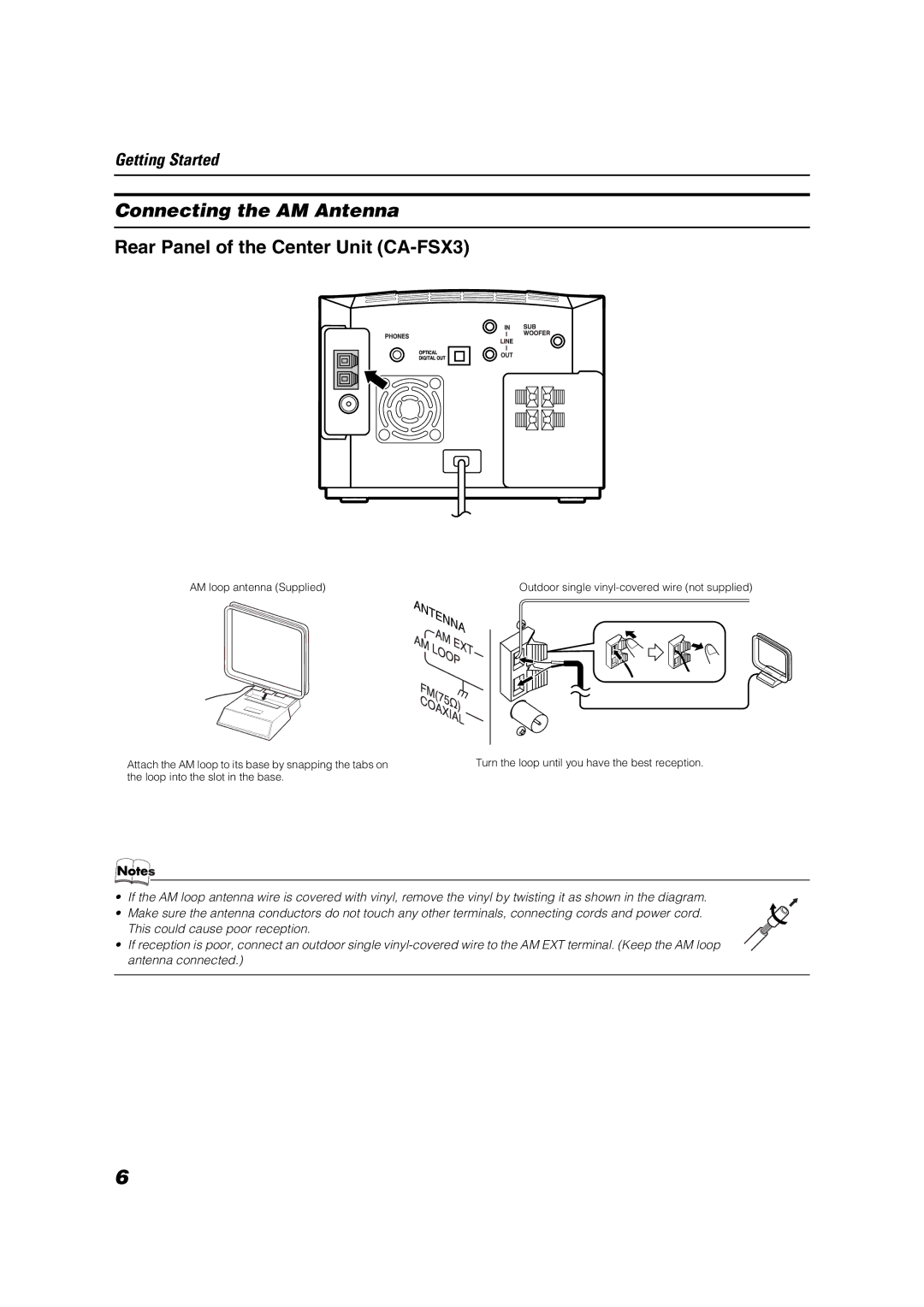 JVC LVT1040-008A manual Connecting the AM Antenna 