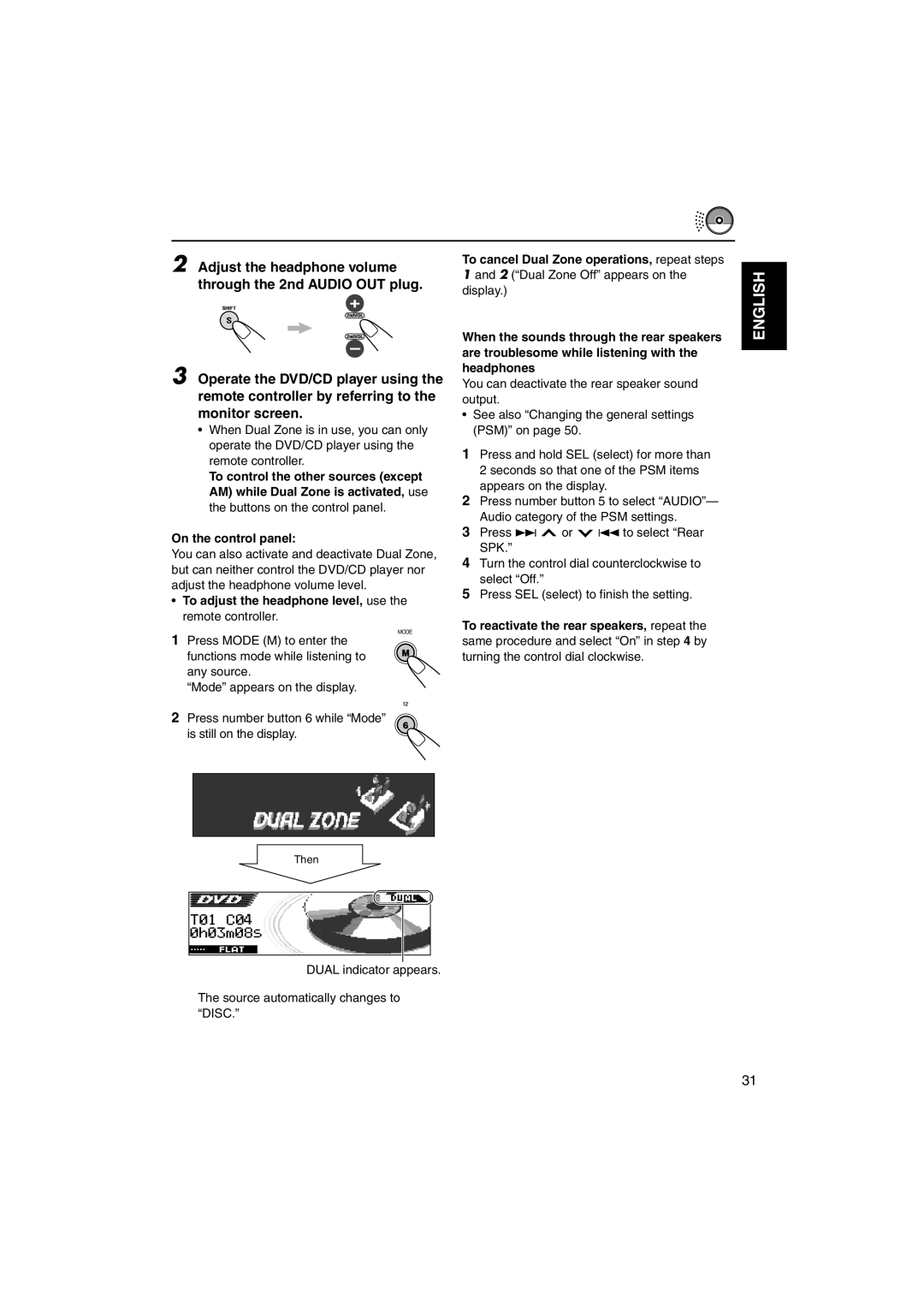 JVC LVT1055-001A manual Adjust the headphone volume through the 2nd Audio OUT plug, On the control panel 