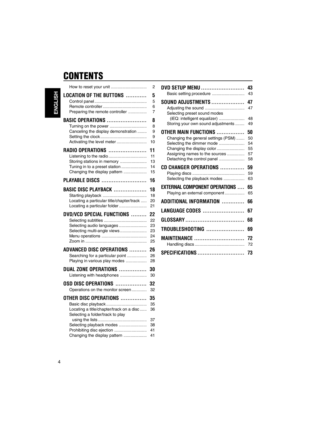 JVC LVT1055-001A manual Contents 