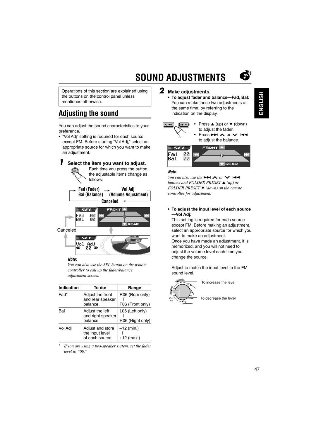 JVC LVT1055-001A manual Sound Adjustments, Adjusting the sound 