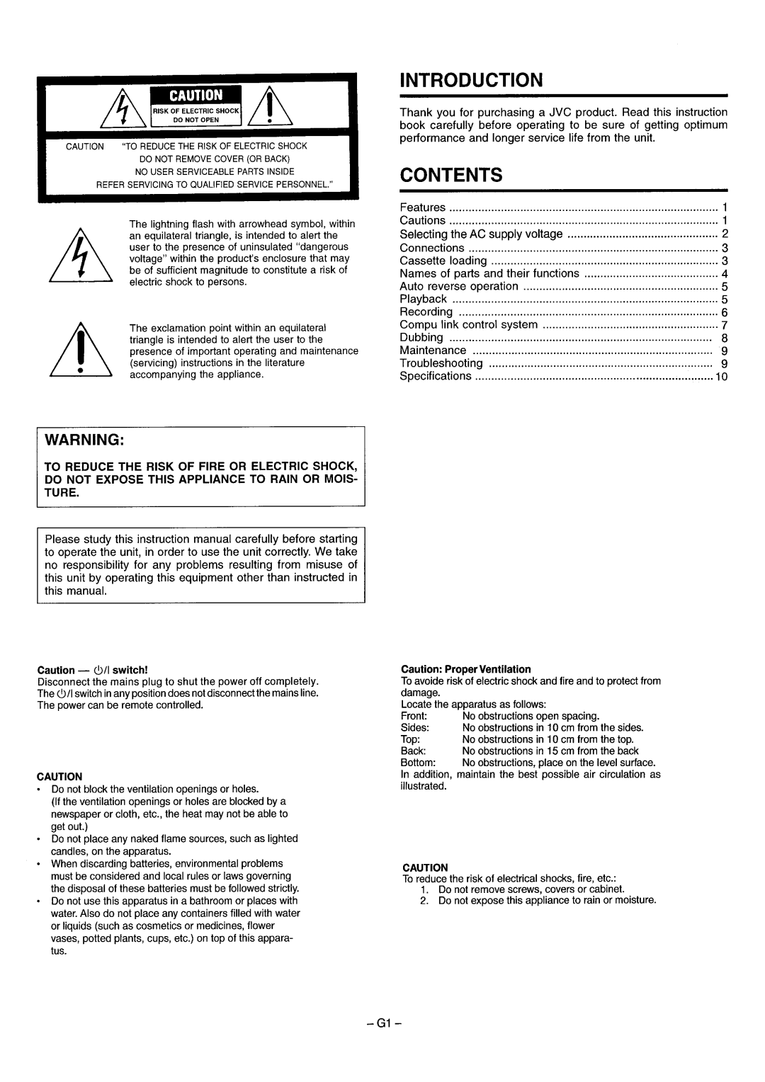 JVC LVT1089-001B, TD-W271 manual 