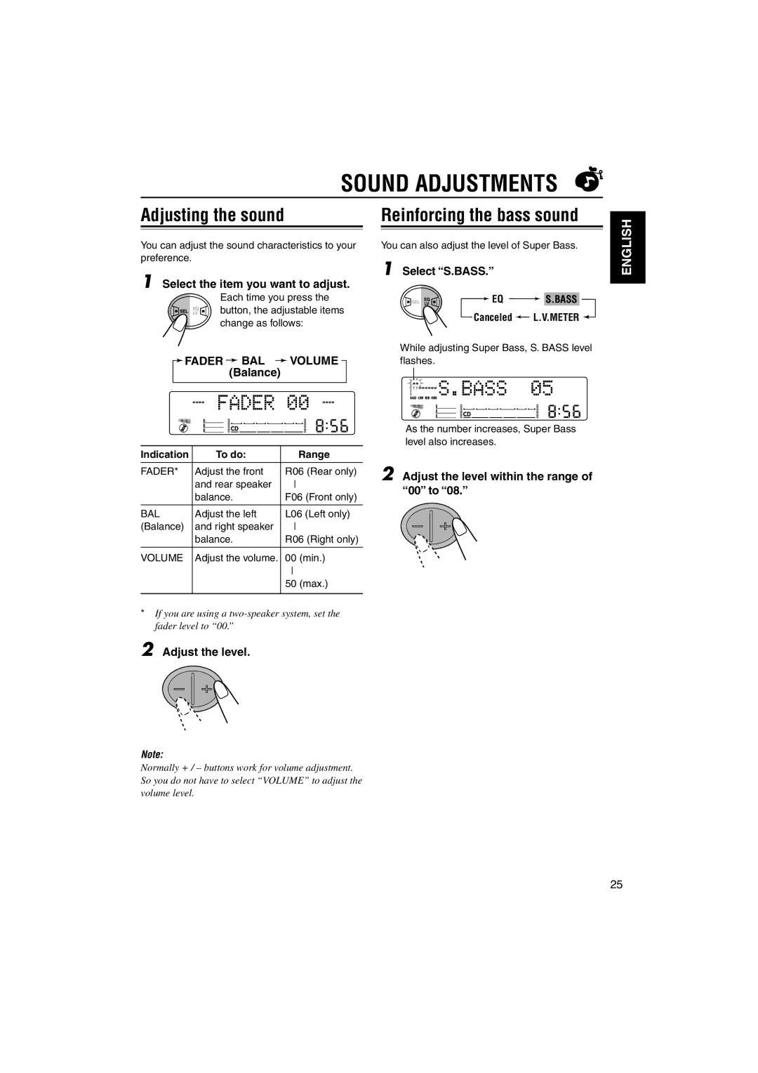 JVC LVT1099-001A manual Sound Adjustments, Adjusting the sound 