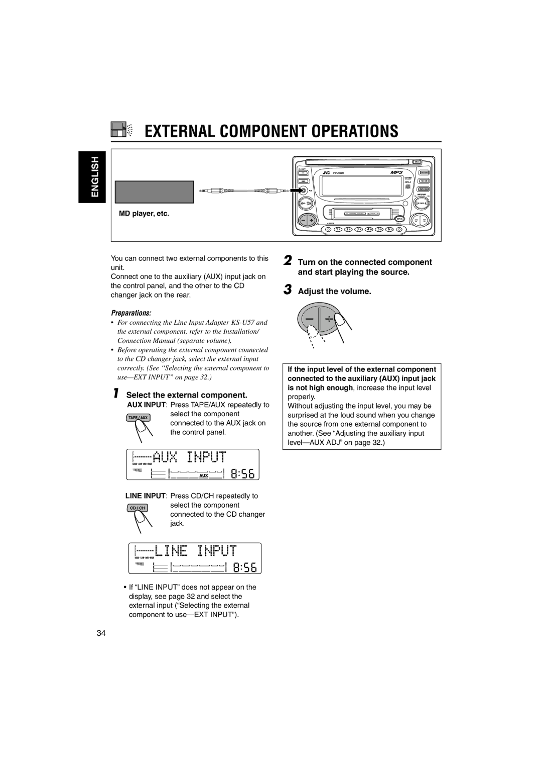 JVC LVT1099-001A manual External Component Operations, Select the external component 