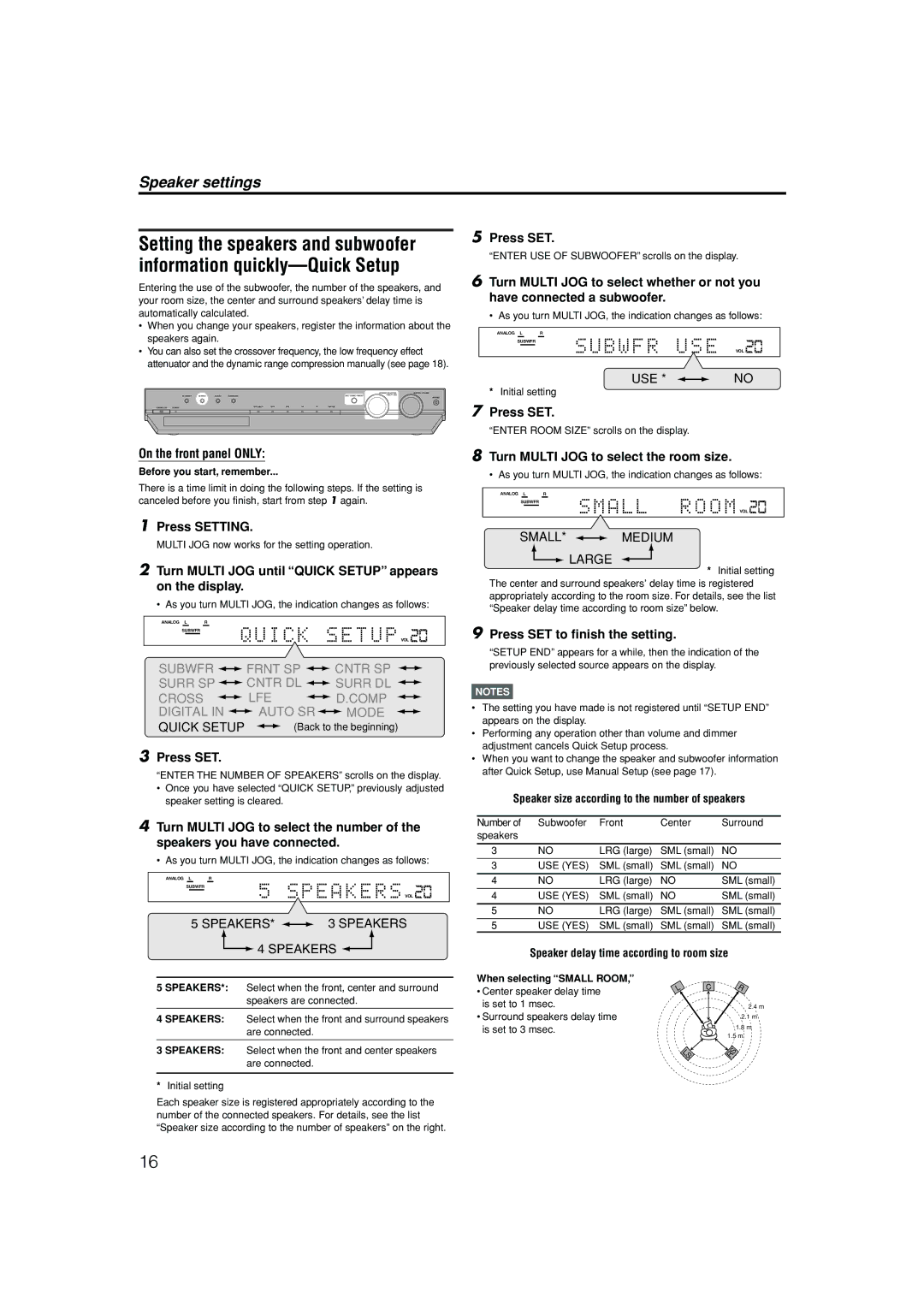 JVC LVT1112-001A manual Speaker settings 