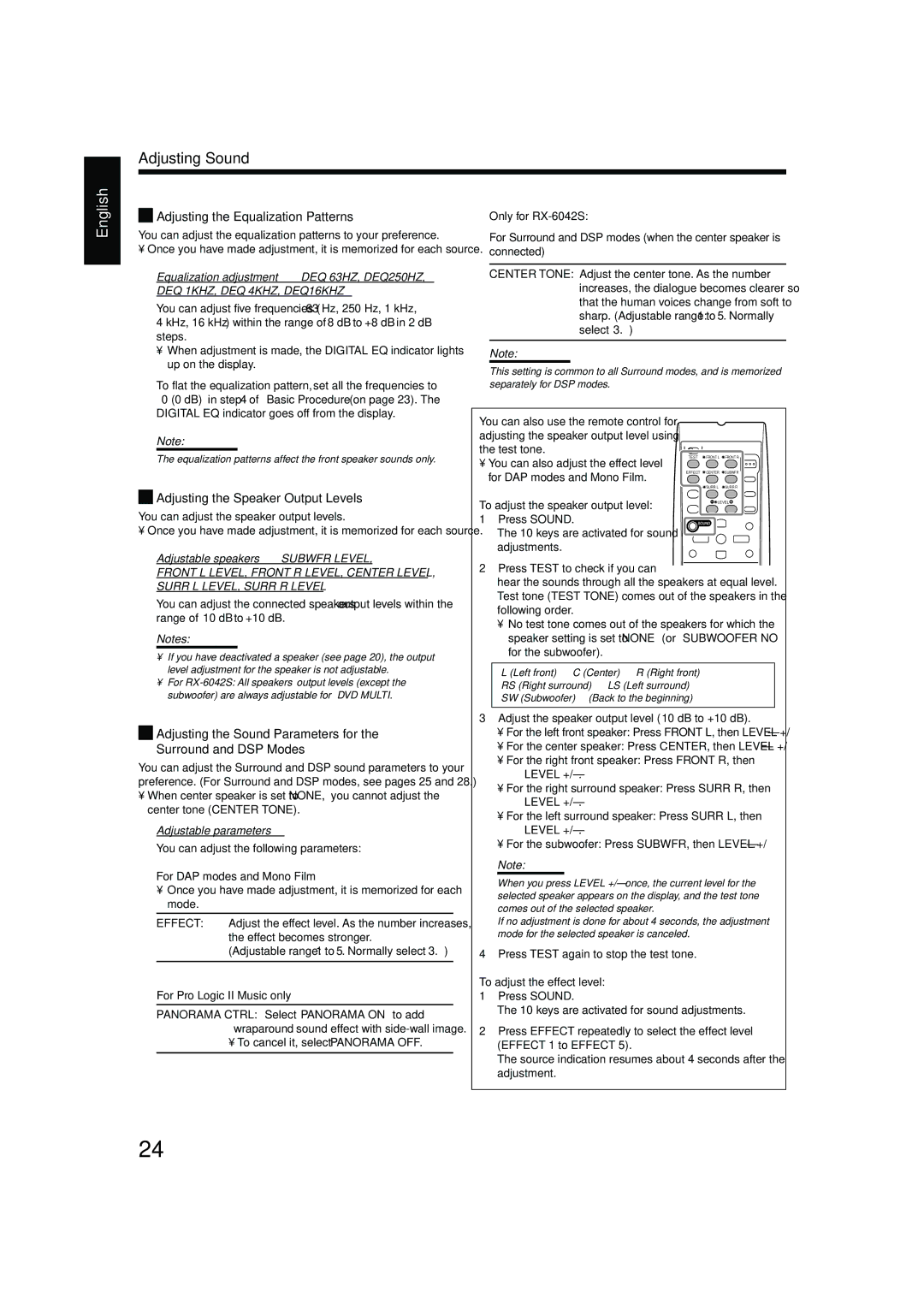 JVC LVT1140-004A manual Adjusting the Equalization Patterns, Adjusting the Speaker Output Levels 