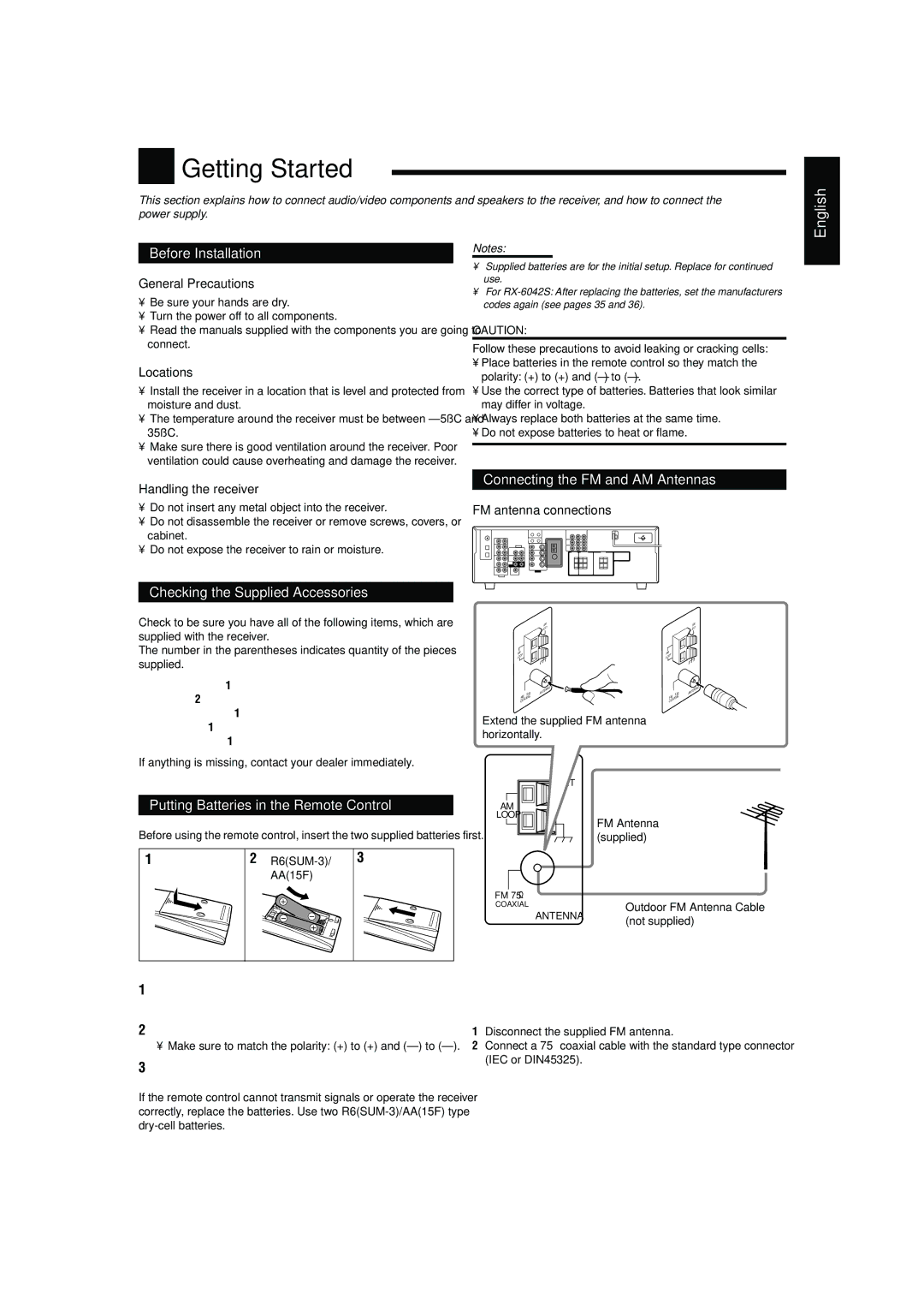 JVC LVT1140-004A manual Getting Started, Before Installation, Connecting the FM and AM Antennas 