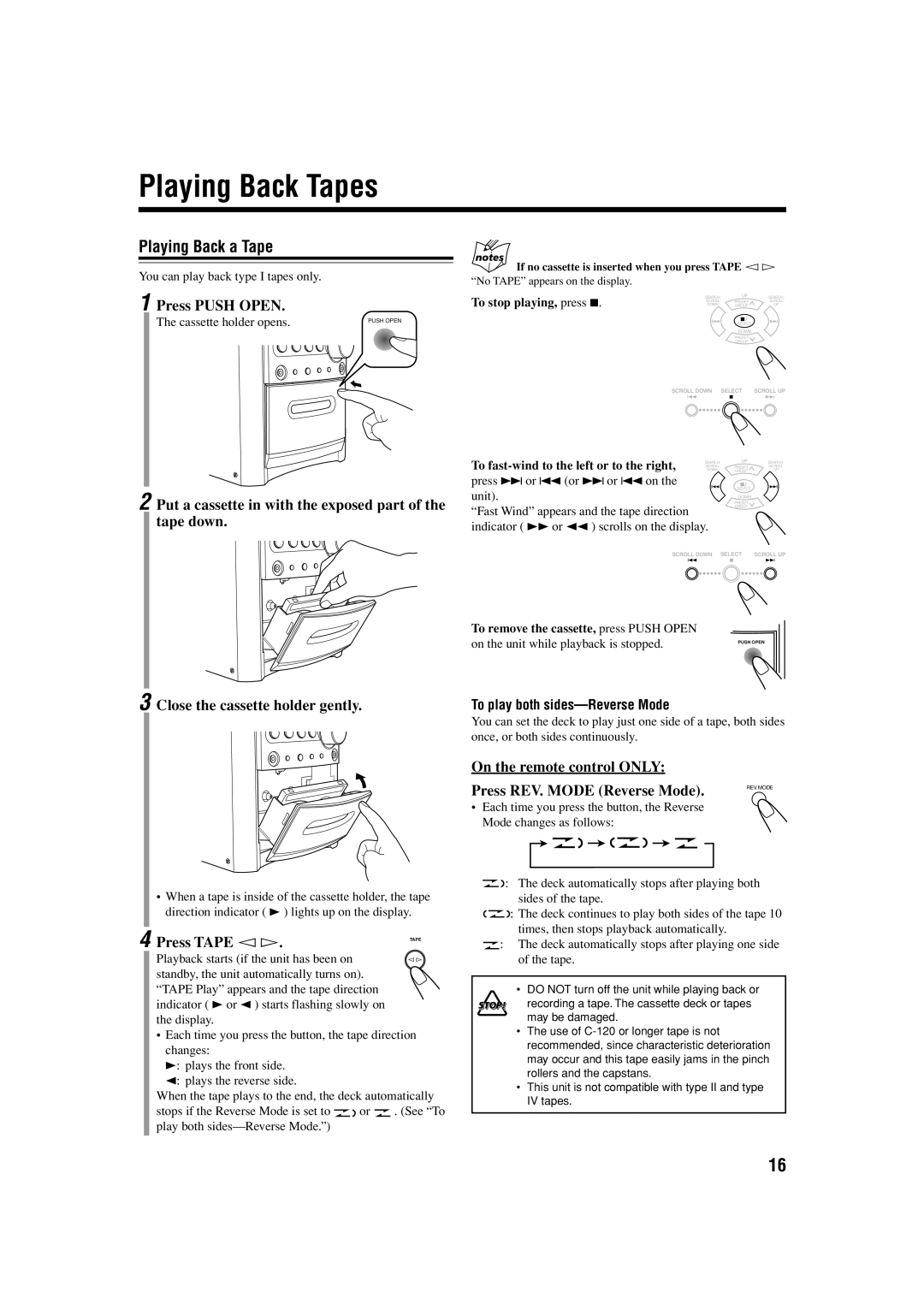 JVC LVT1266-001A manual Playing Back Tapes, Playing Back a Tape 