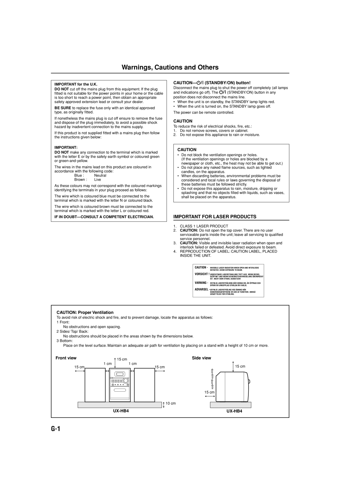 JVC LVT1266-001A manual Important for Laser Products 