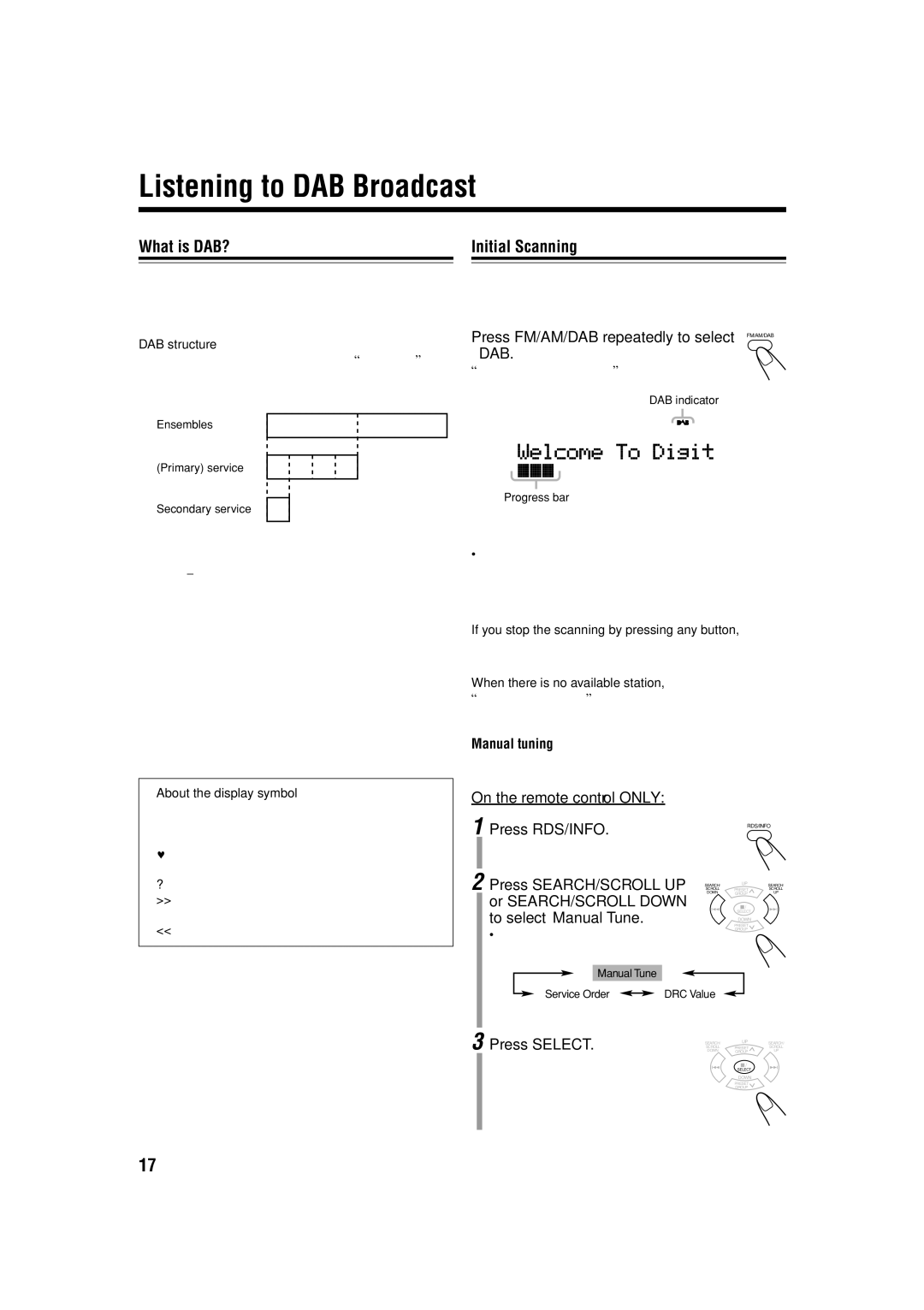 JVC LVT1266-001A manual Listening to DAB Broadcast, What is DAB?, Initial Scanning 