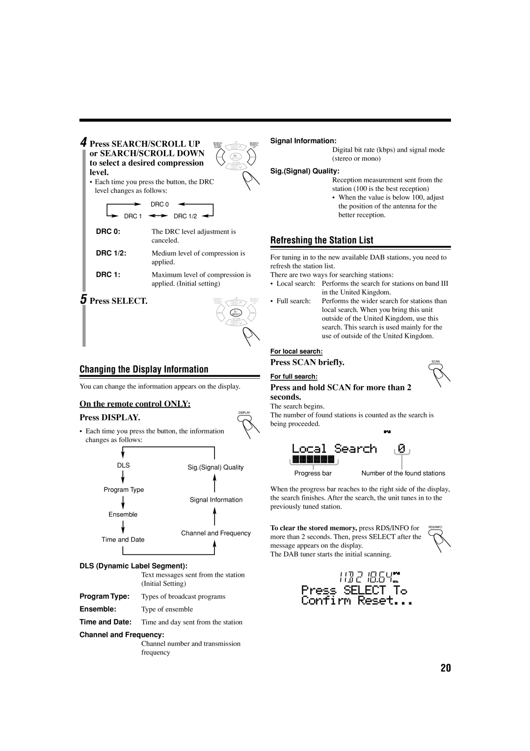 JVC LVT1266-001A manual Changing the Display Information, Refreshing the Station List, Level 