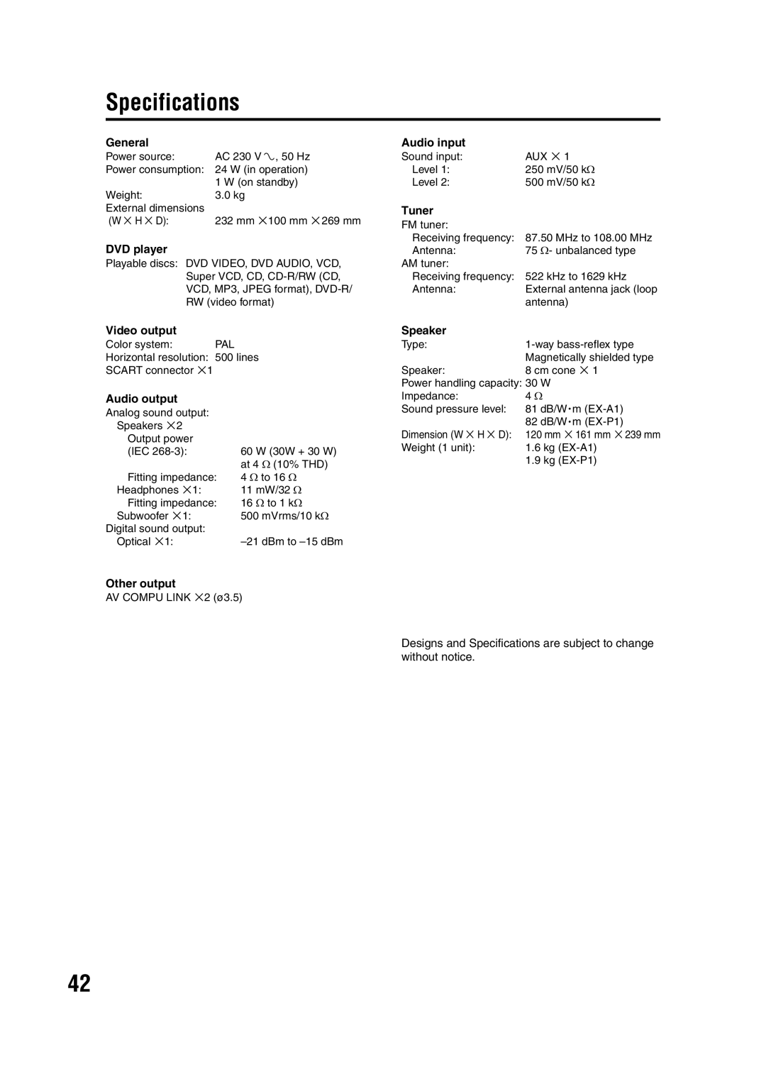 JVC LVT1284-004B manual Specifications 