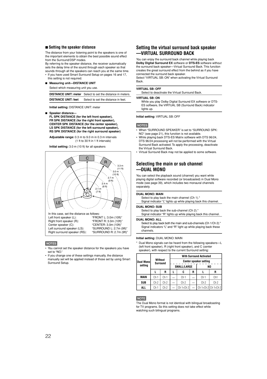 JVC LVT1306-007A manual Setting the virtual surround back speaker, Selecting the main or sub channel 