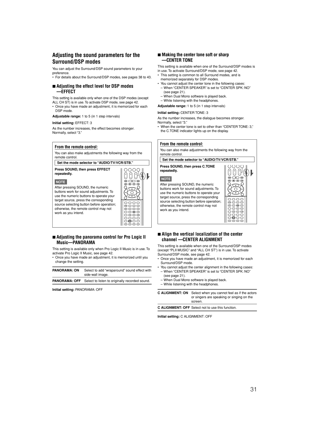 JVC LVT1306-007A manual Adjusting the sound parameters for the Surround/DSP modes, Adjusting the effect level for DSP modes 