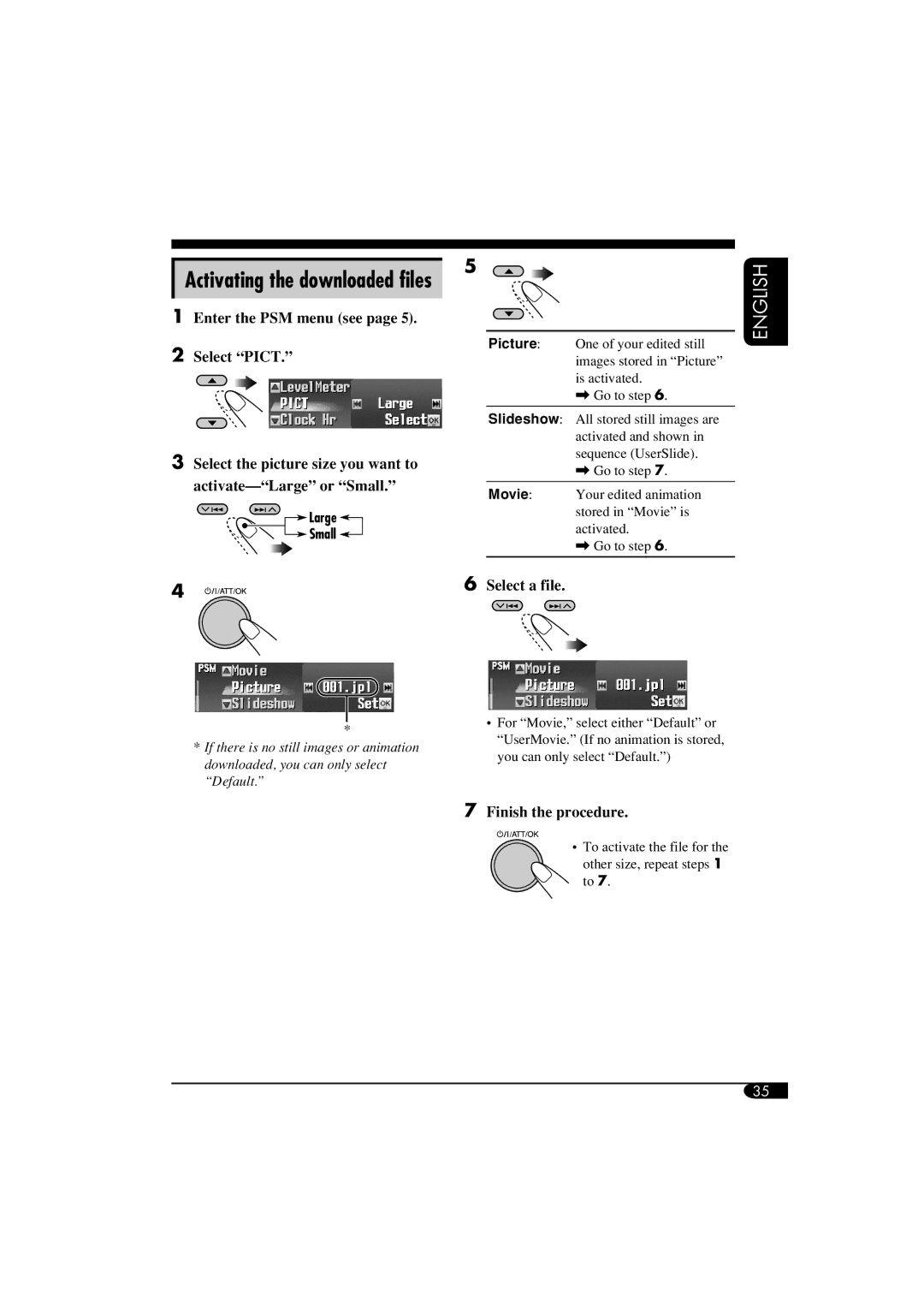 JVC LVT1311-003A manual Activating the downloaded files, Select a file 