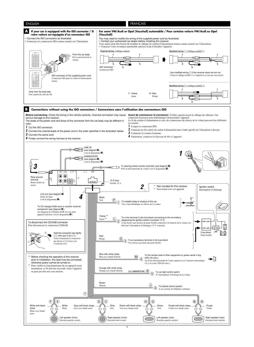 JVC LVT1311-003A manual Connect the ISO connectors as illustrated 