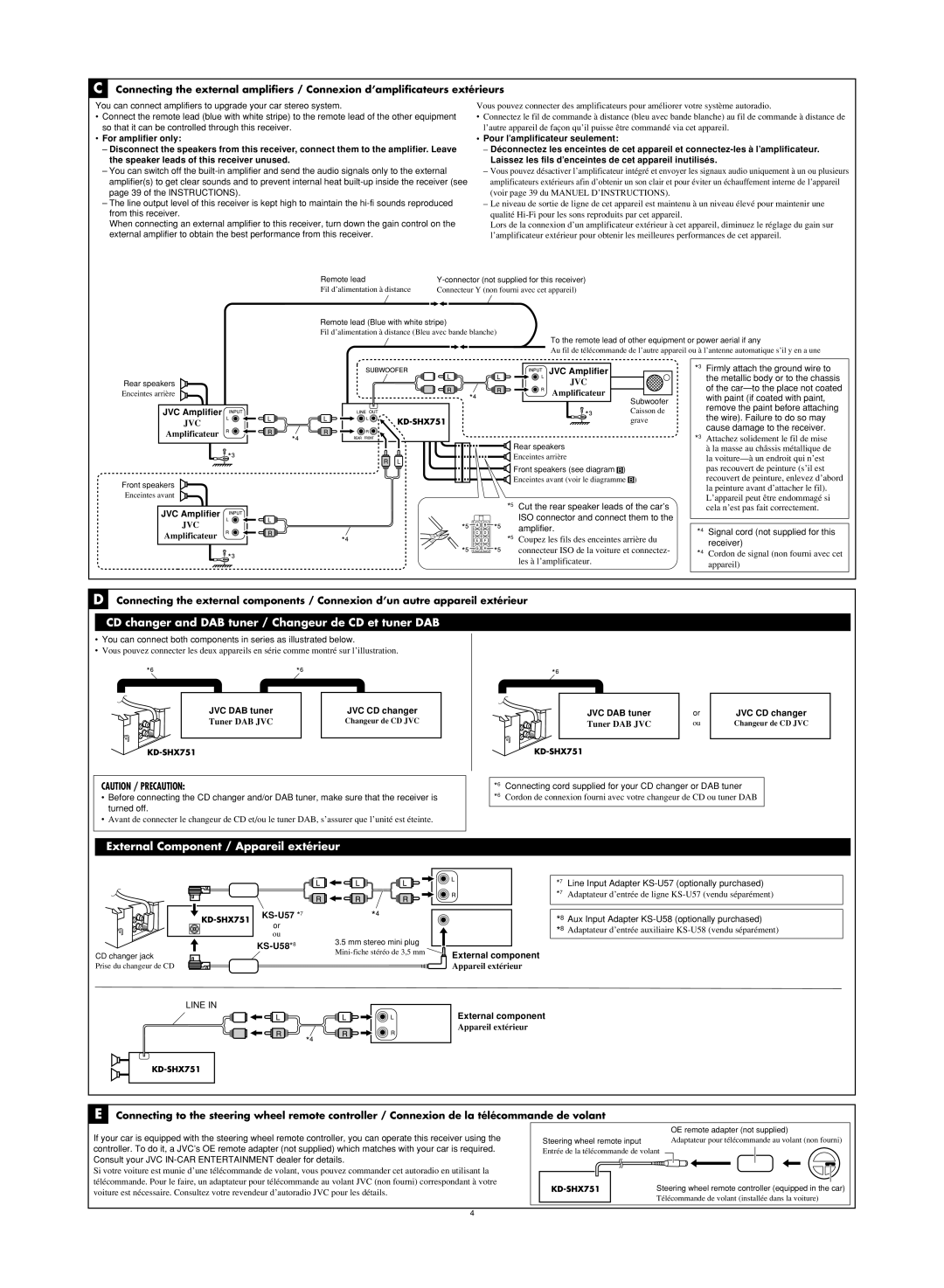 JVC LVT1311-003A manual Amplificateur, Tuner DAB JVC, Appareil extérieur 