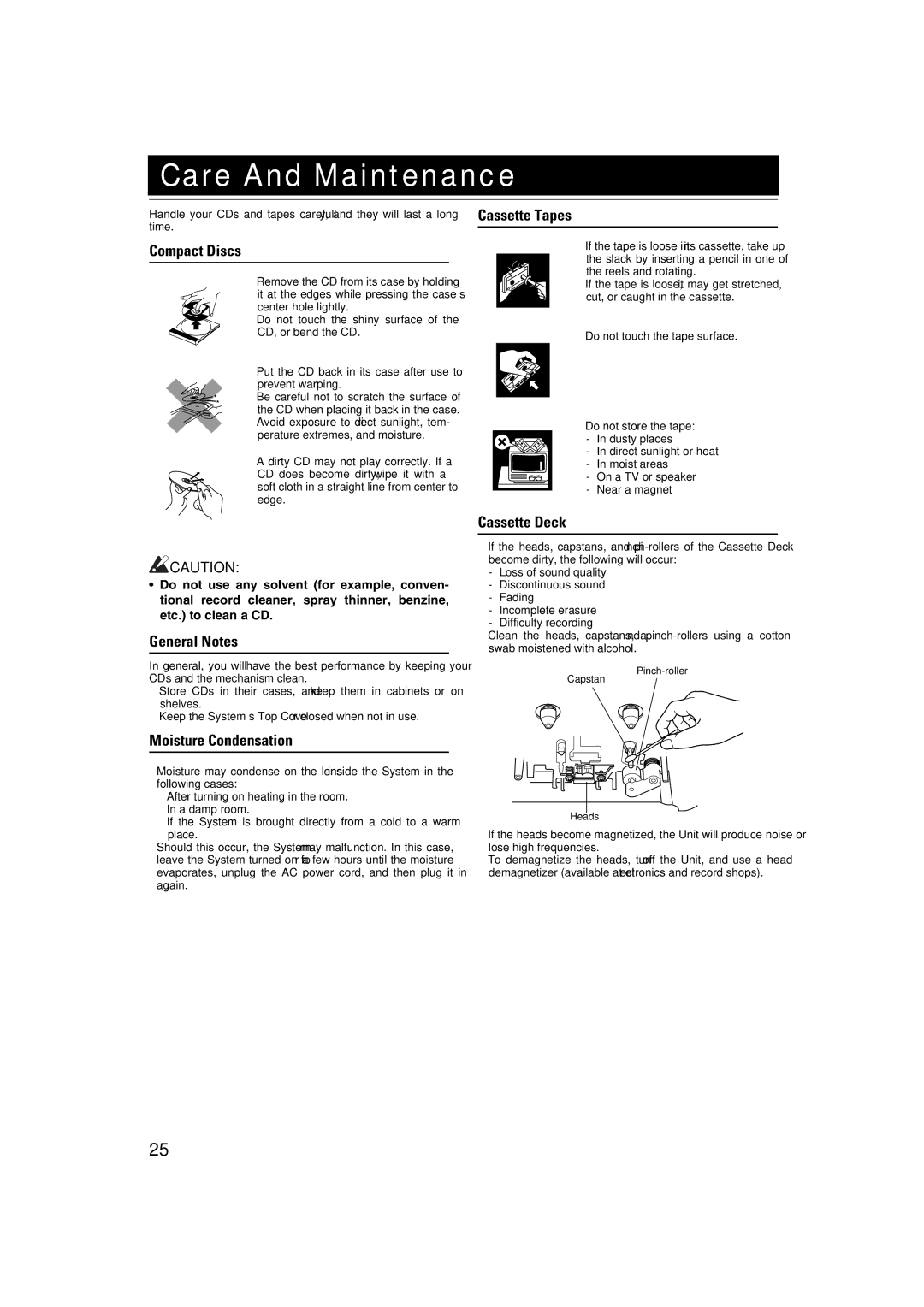 JVC LVT1343-006A, SP-MXKC4, 0205NYMCREBET manual Care And Maintenance 