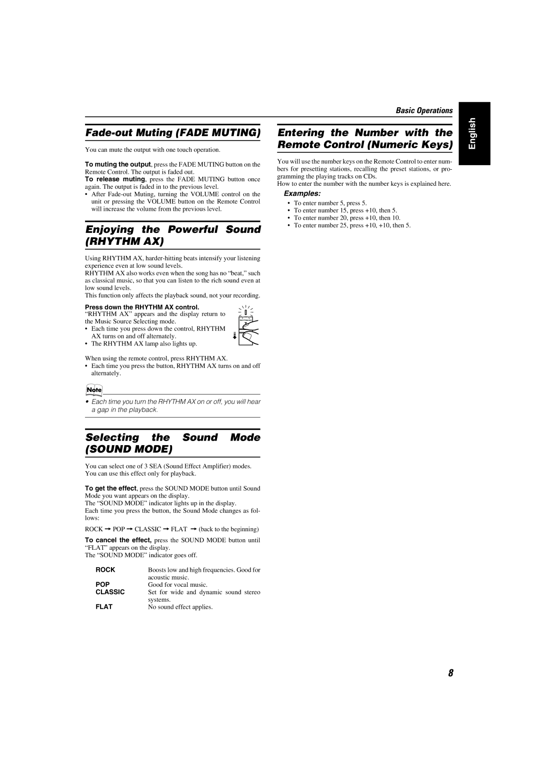 JVC SP-MXKC4, LVT1343-006A, 0205NYMCREBET manual Sound Mode 