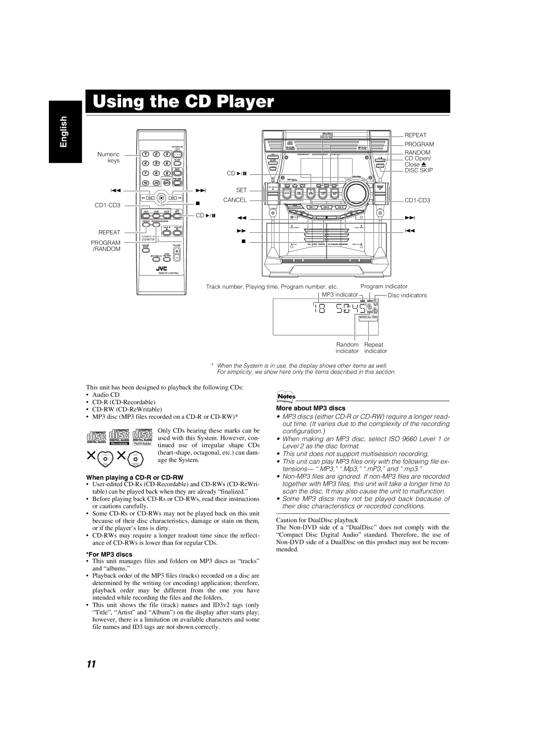 JVC SP-MXKC4, LVT1343-006A, 0205NYMCREBET manual Using the CD Player 