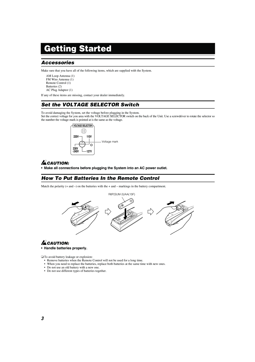 JVC SP-MXKC4, LVT1343-006A, 0205NYMCREBET manual Getting Started 